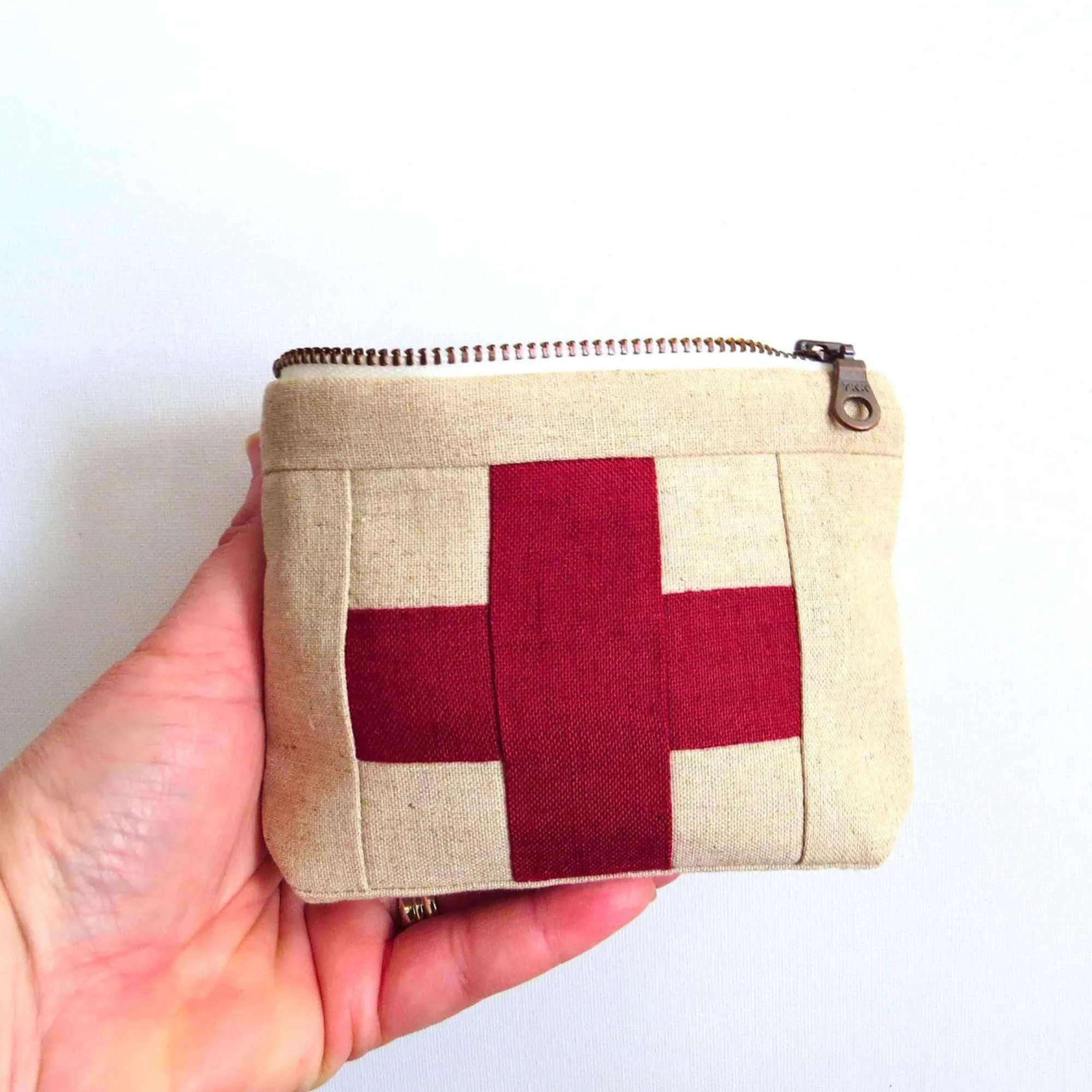 Handmade First Aid Travel Bag | Cream/Red