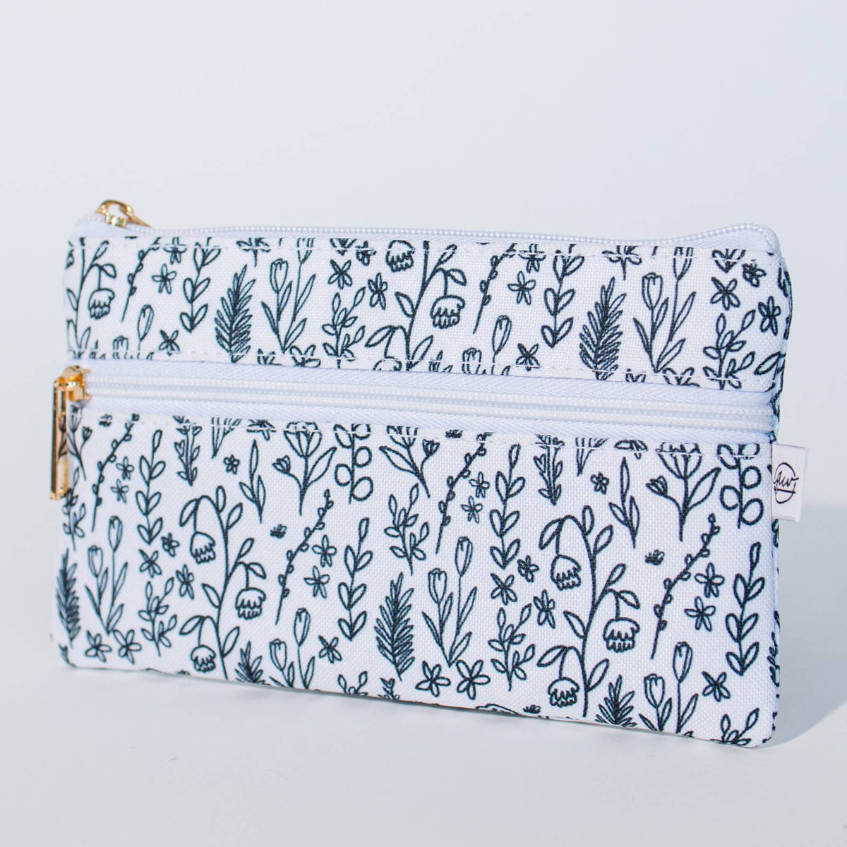 Inked Floral Pencil Pouch