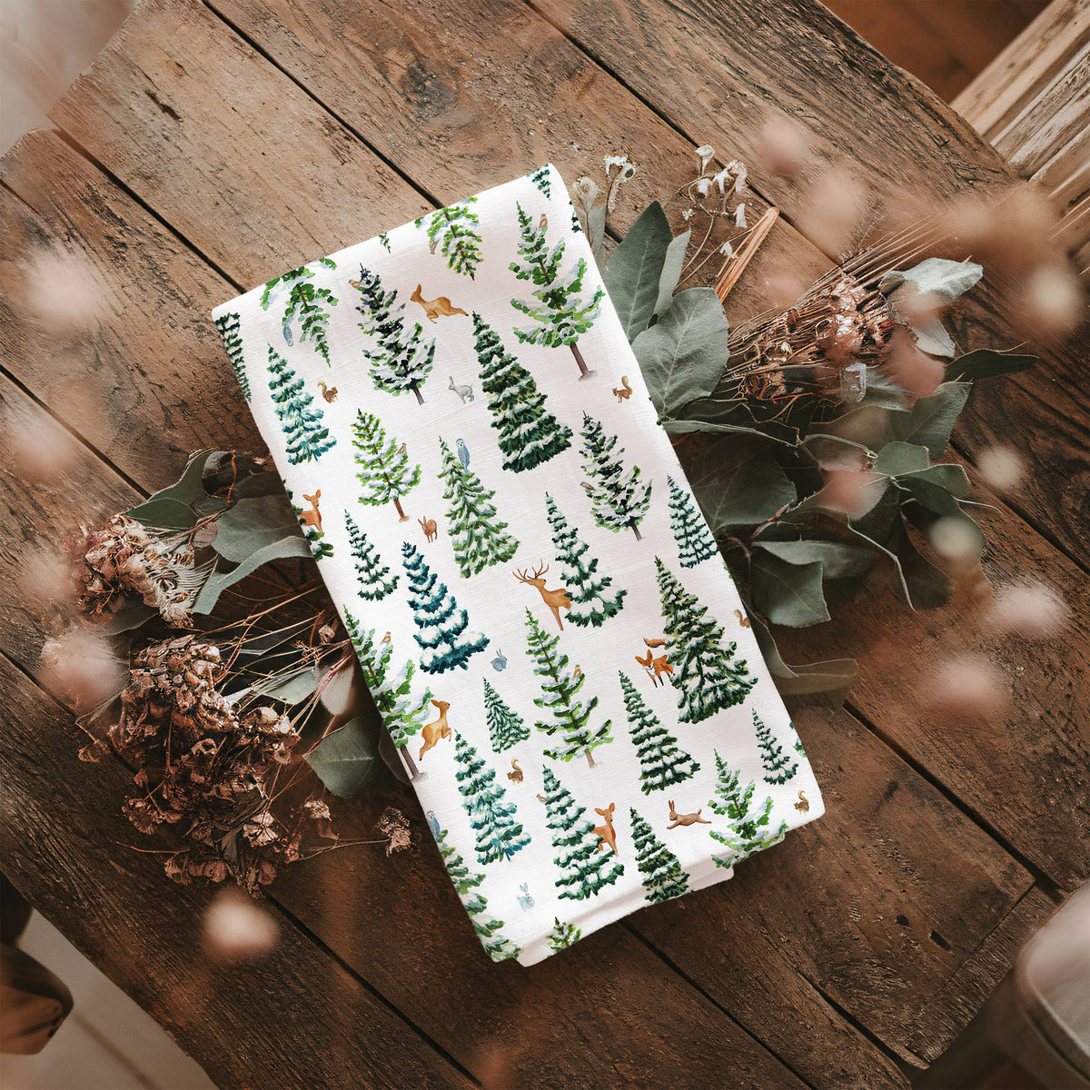 Woodland Winter Tea Towel