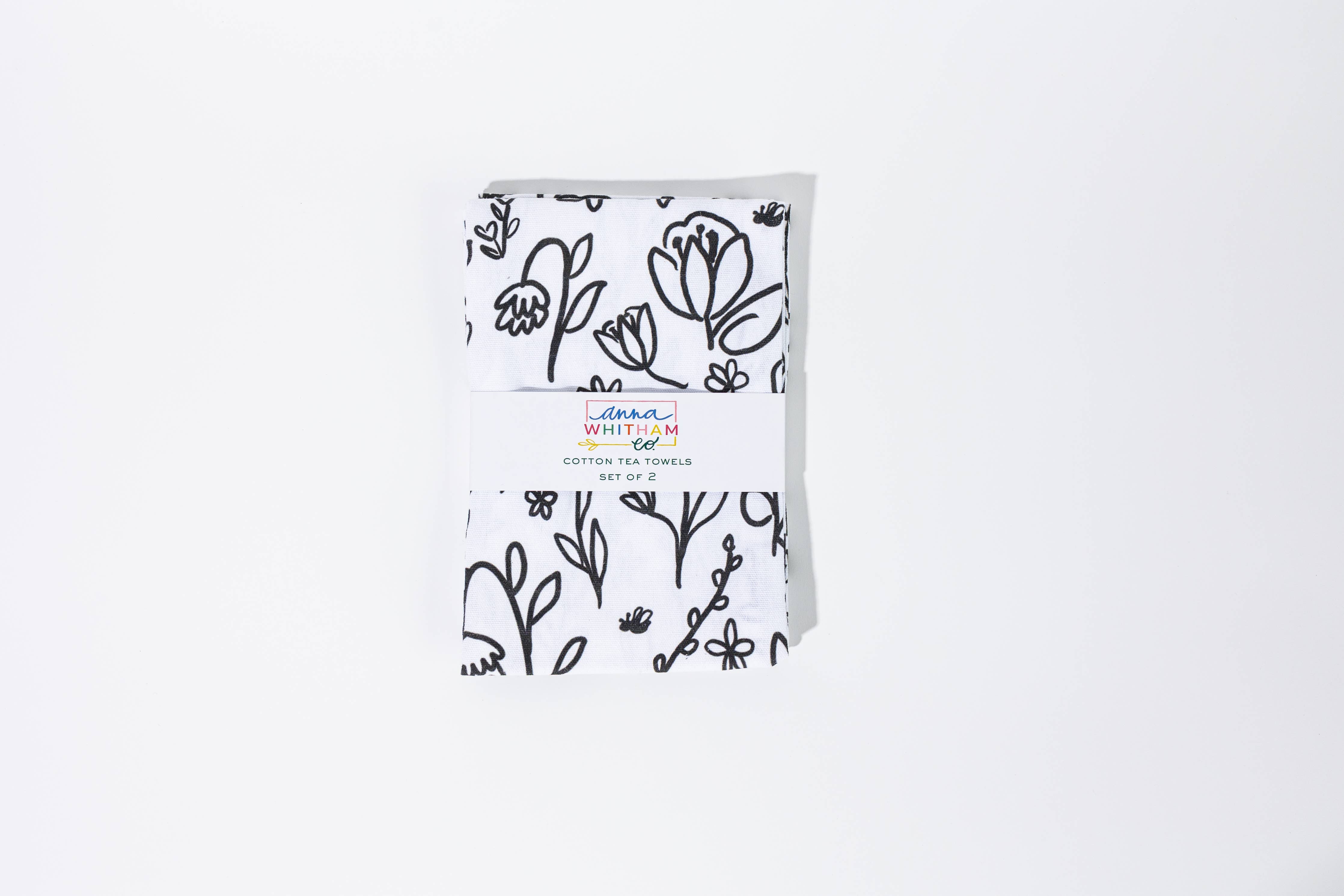 Inked Floral Tea Towel Set