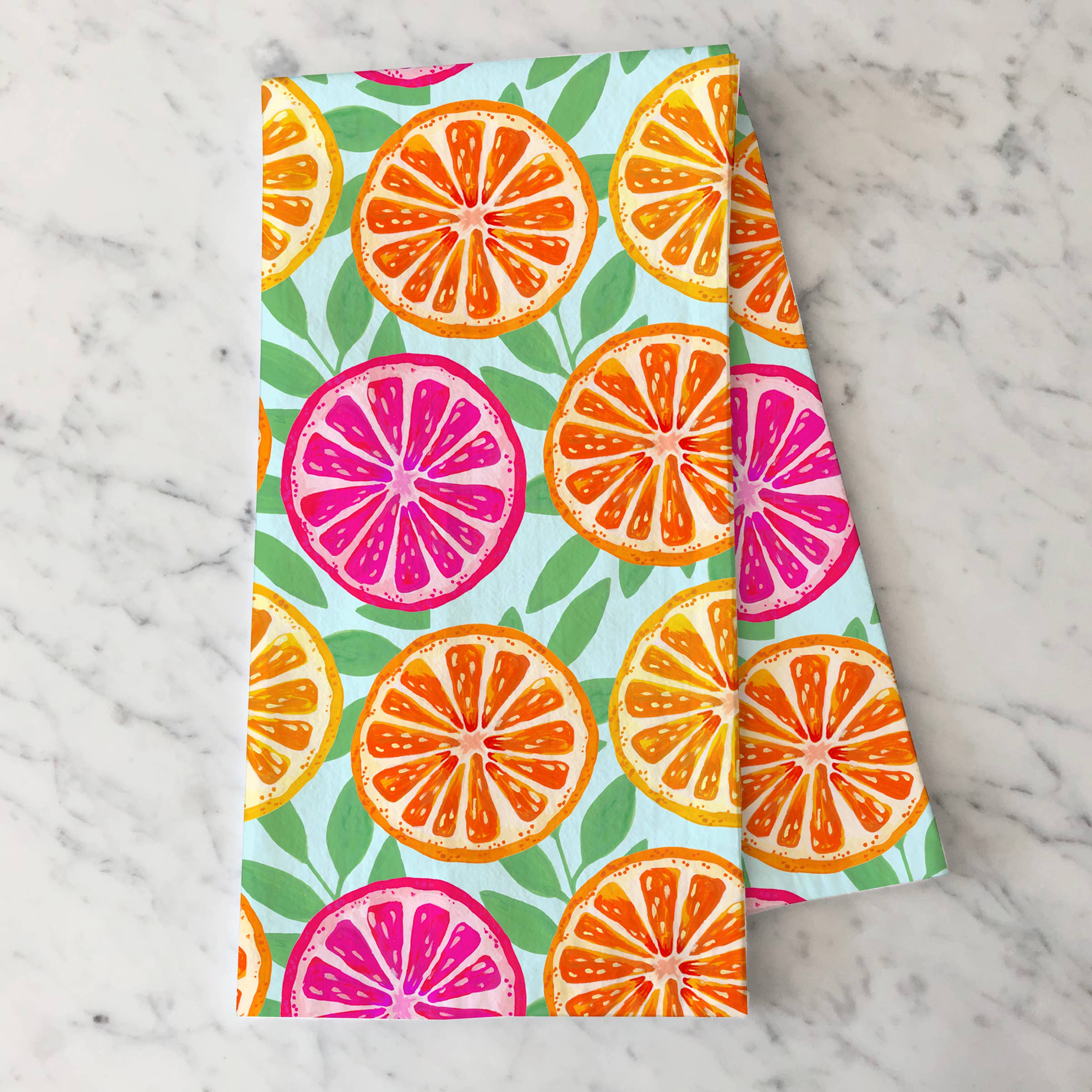 Bright Citrus — Orange Slices Tea Towel