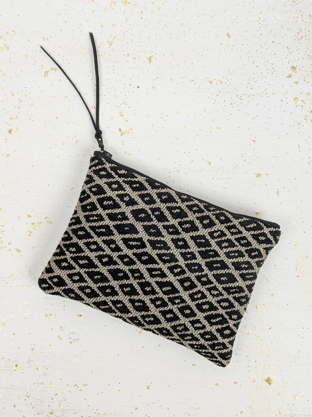 Black Diamond Needlepoint Wristlet Purse