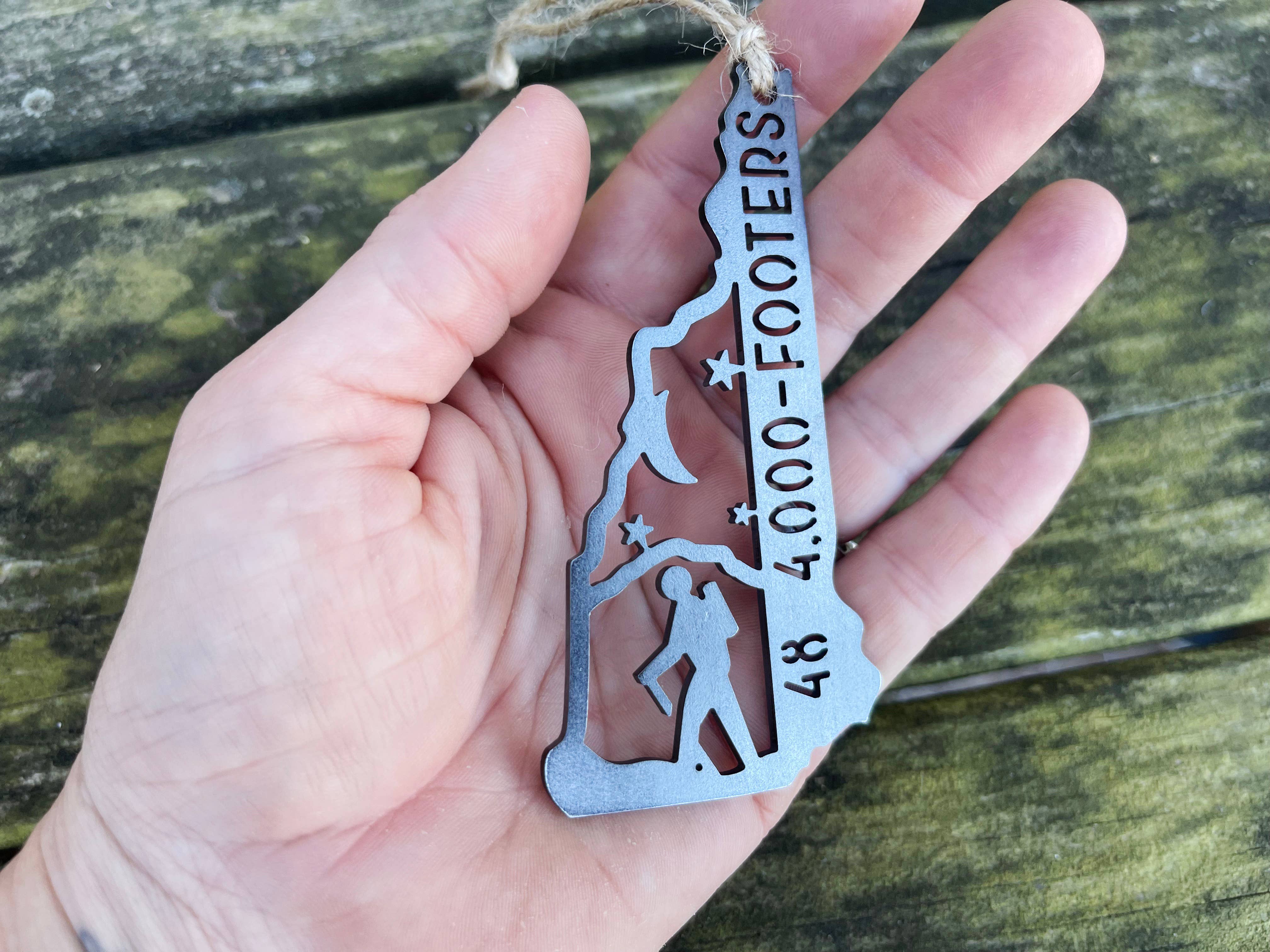 New Hampshire State Hike 48 4000 Footers Raw Steel Ornament