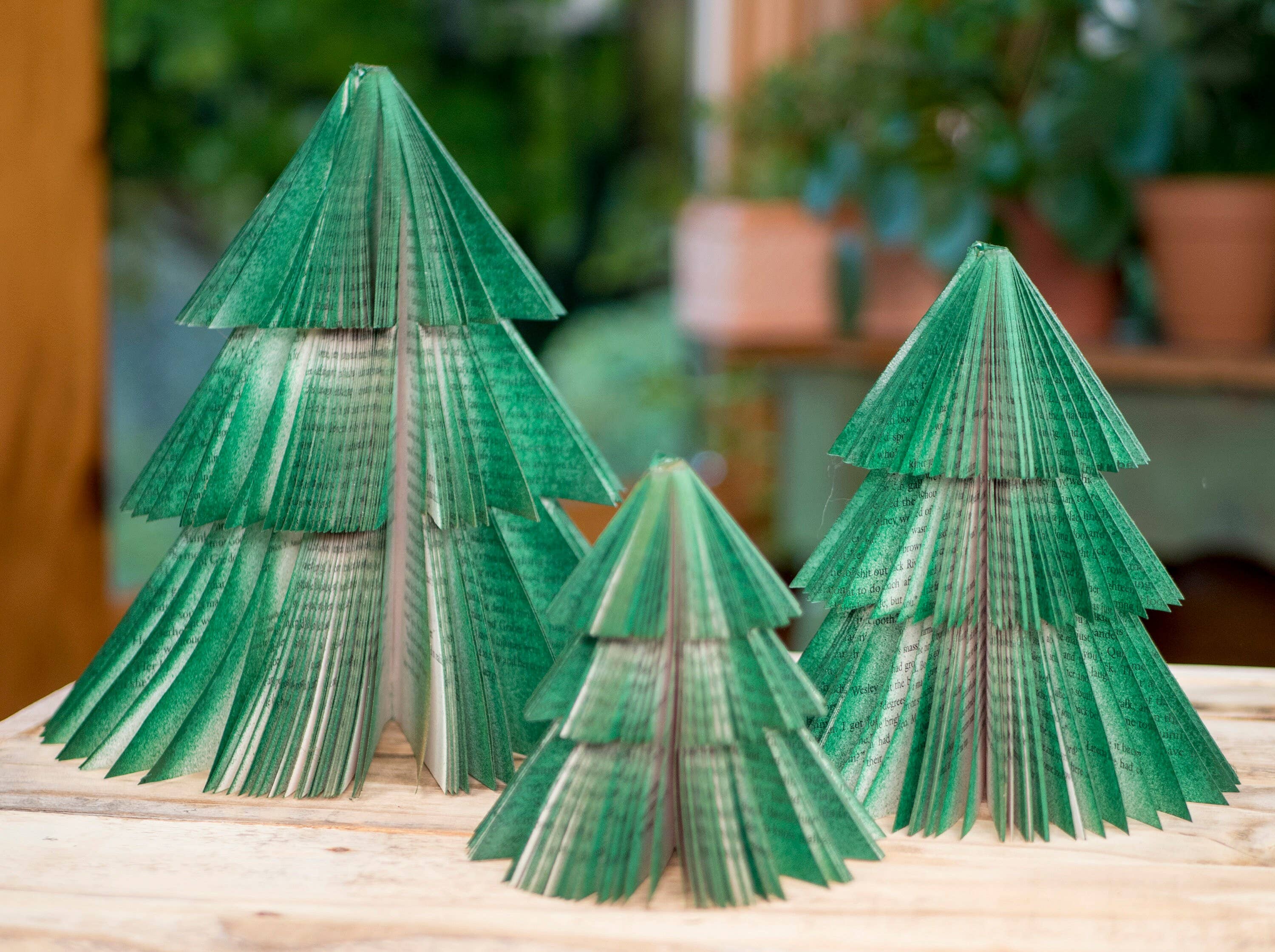 Repurposed Book Christmas Tree - Green