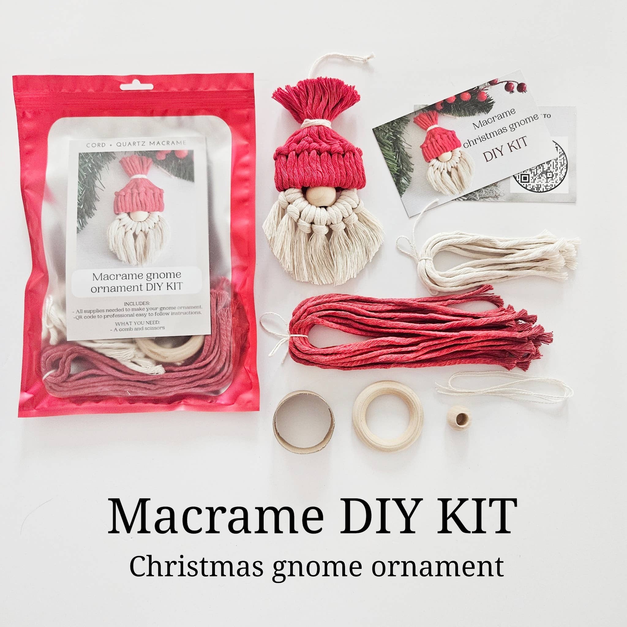 Macrame Christmas Gnome Ornament DIY Kit