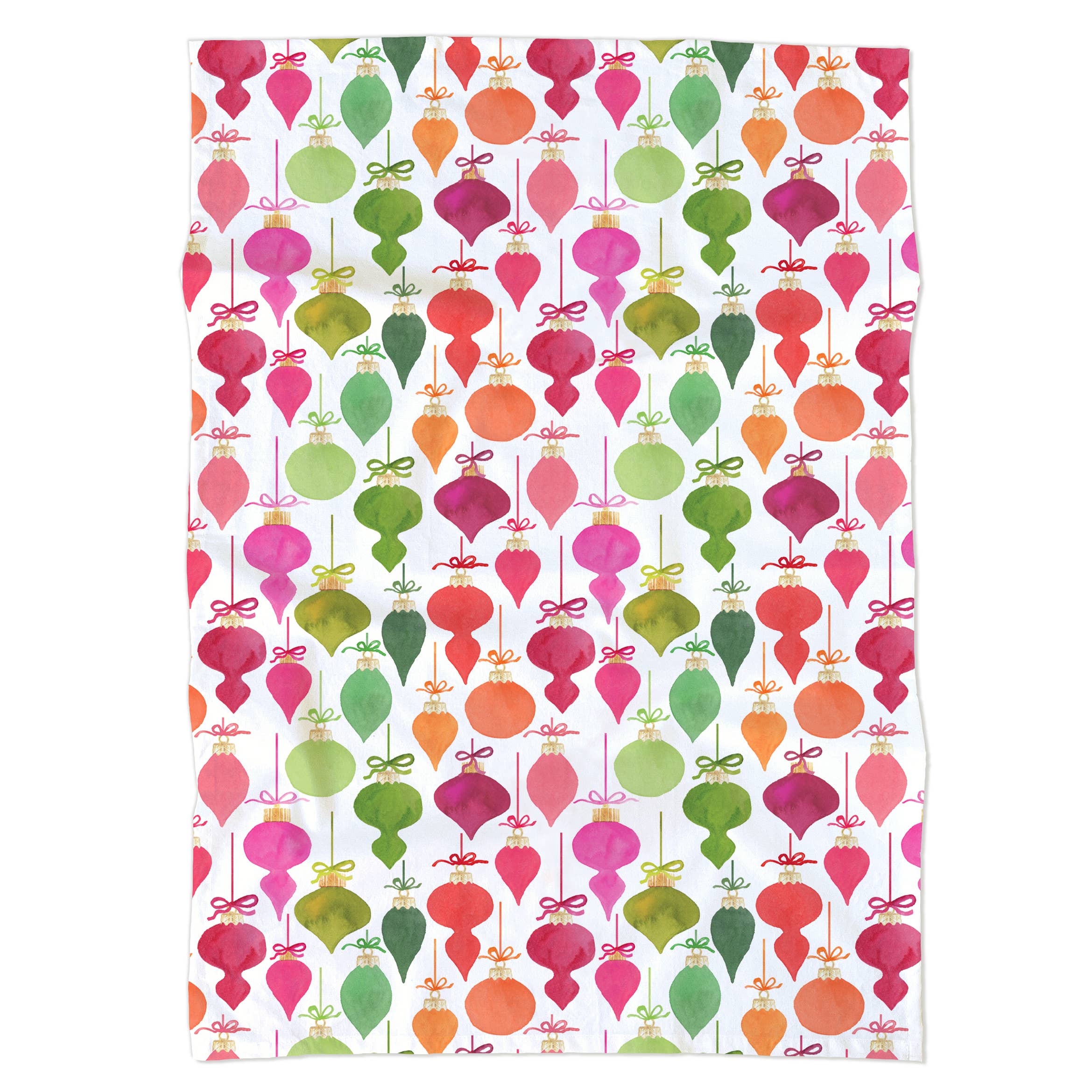Retro Christmas Ornaments Tea Towel — Holiday Kitchen Towel