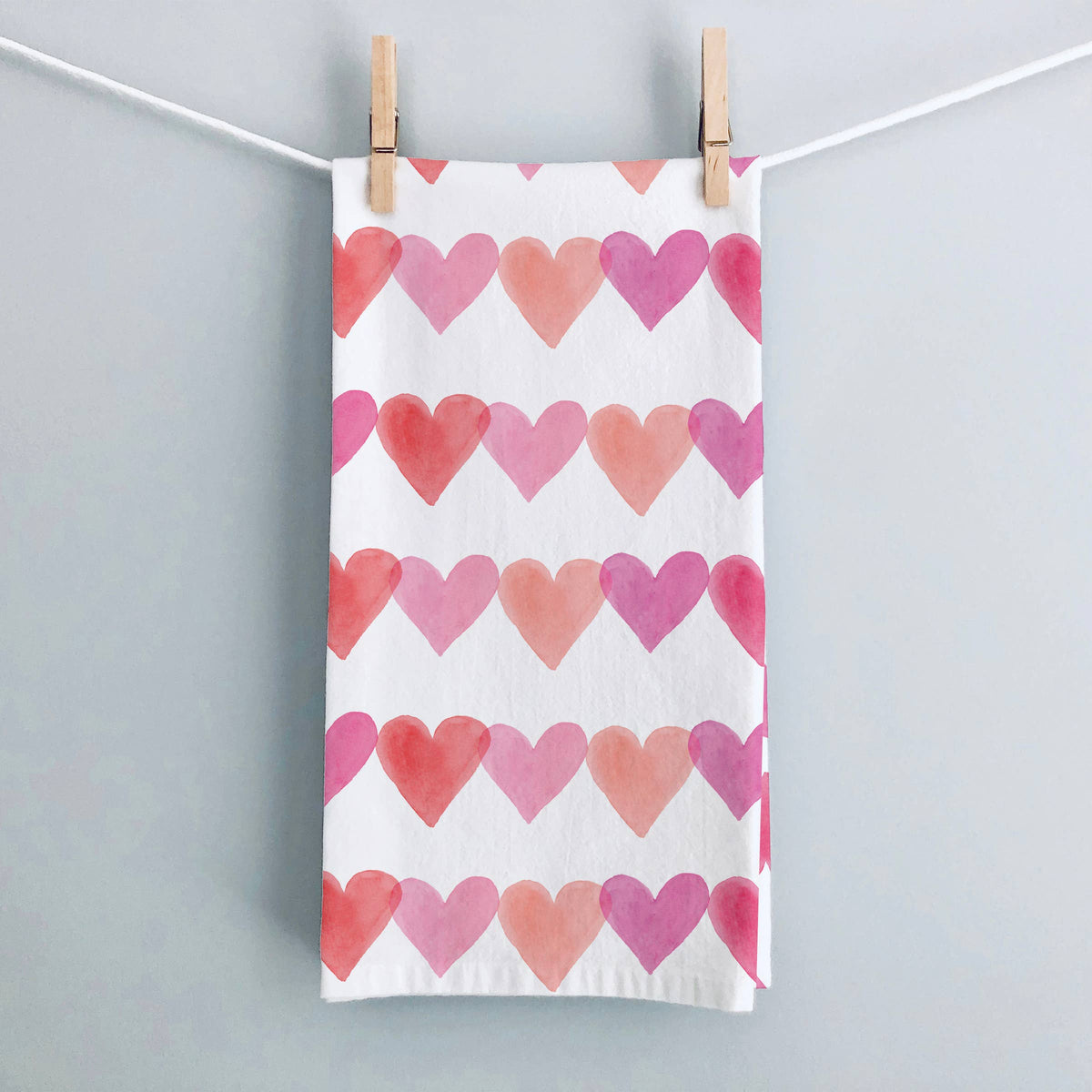 Pink Hearts Tea Towel — Valentine's Kitchen Towel