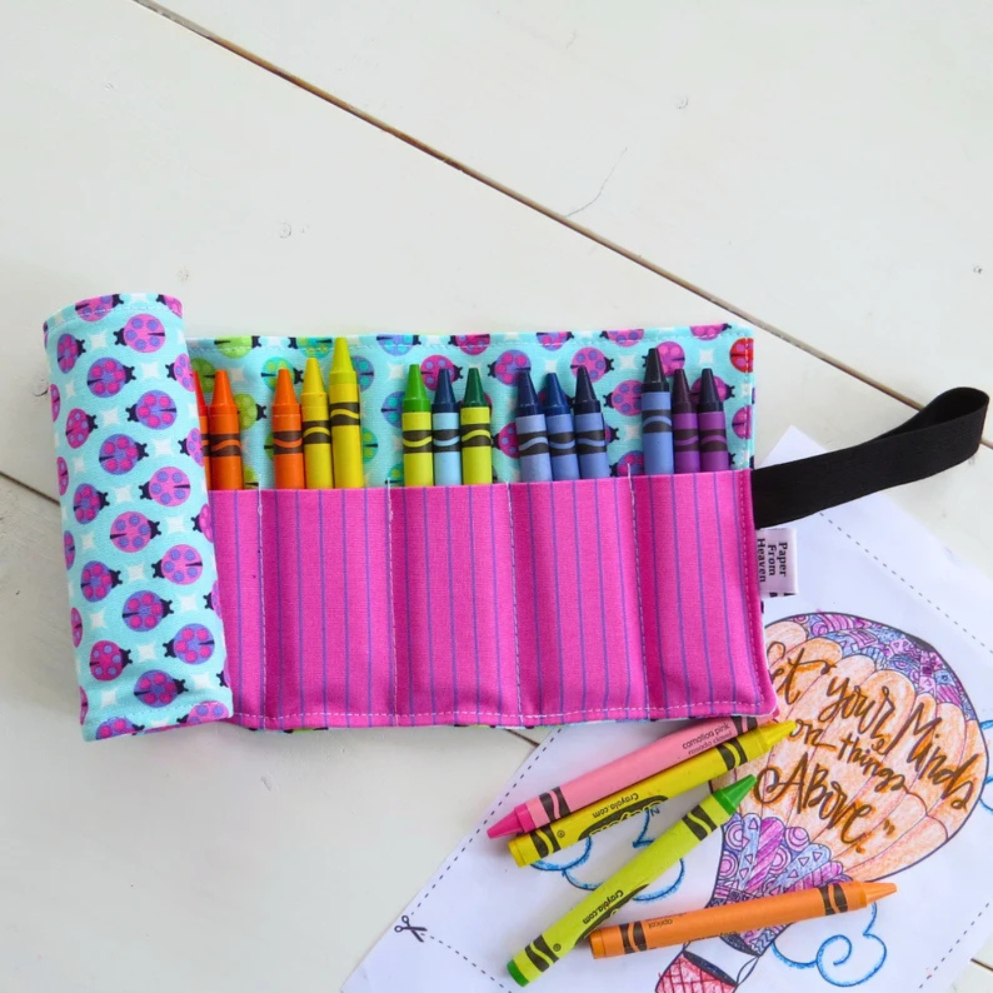 Ladybug Crayon Roll-Up | Travel Art Organizer for Kids
