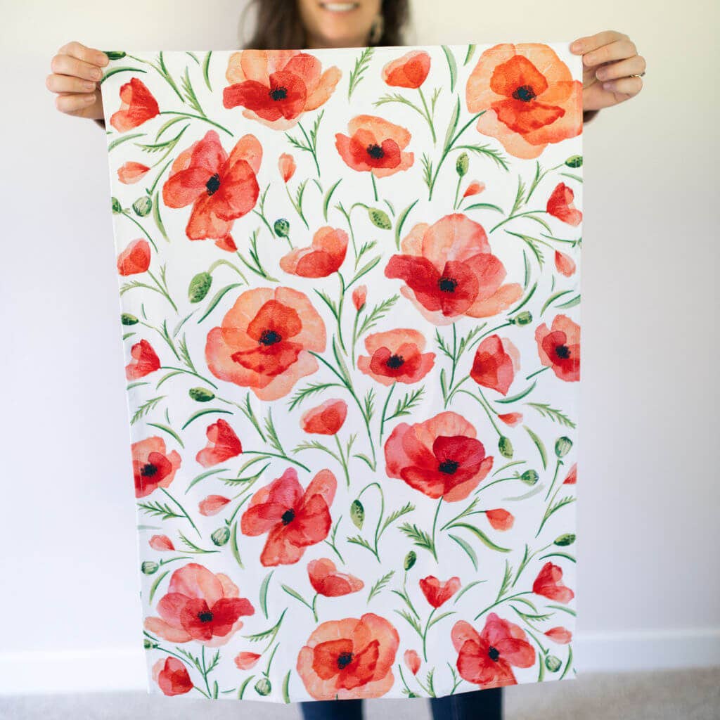 Red Poppy Tea Towel