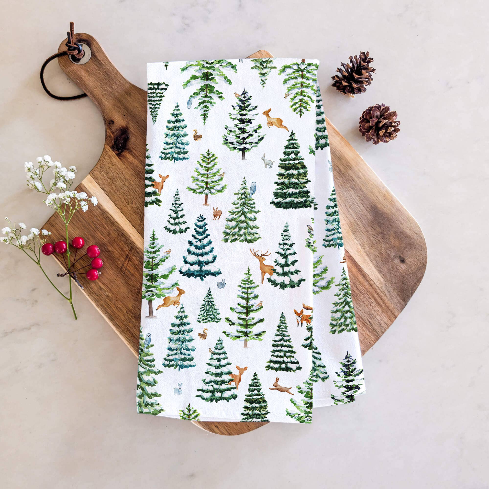 Woodland Winter Tea Towel
