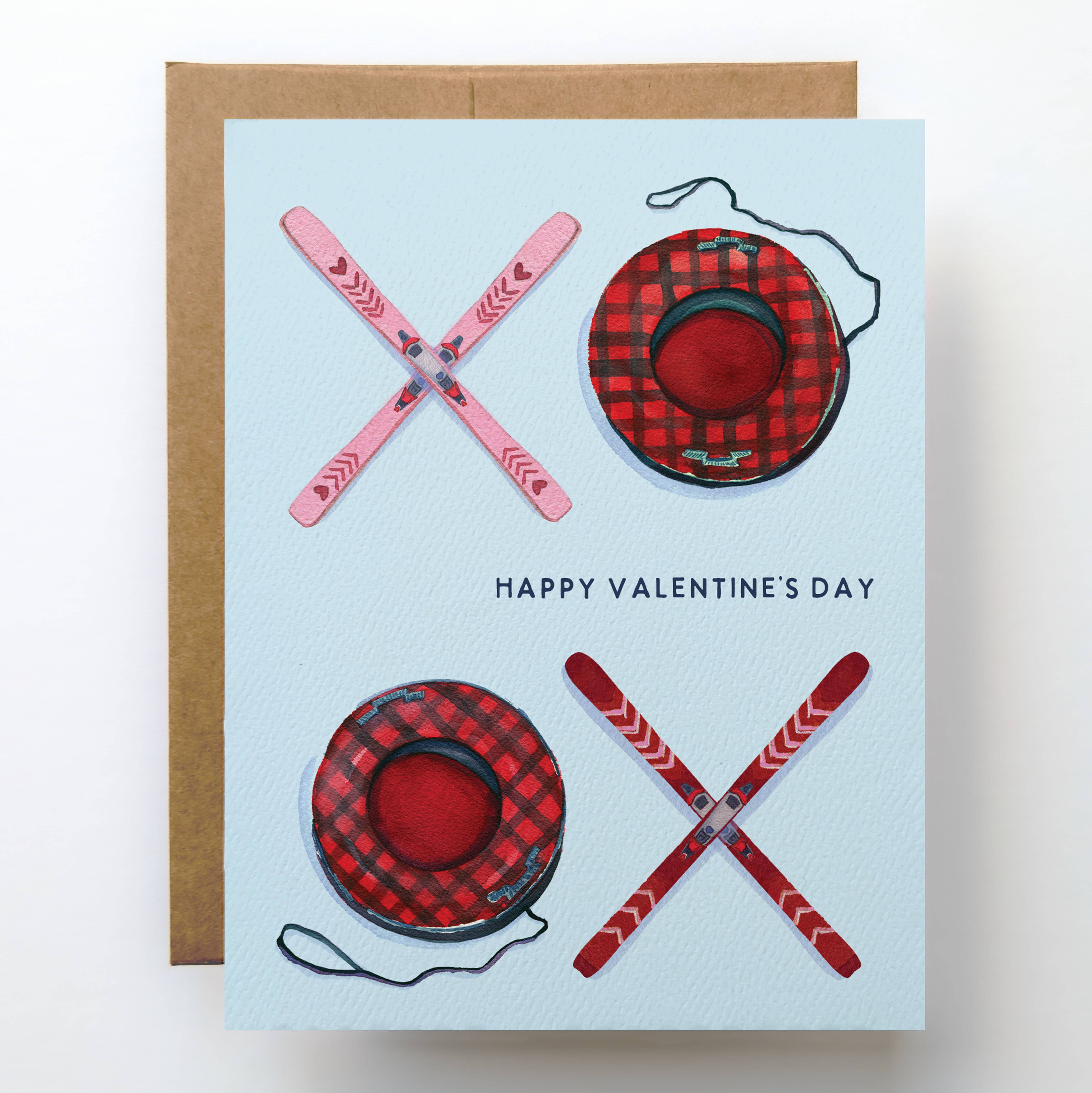 Valentine's Day Card — XOXO Ski & Snow Tube