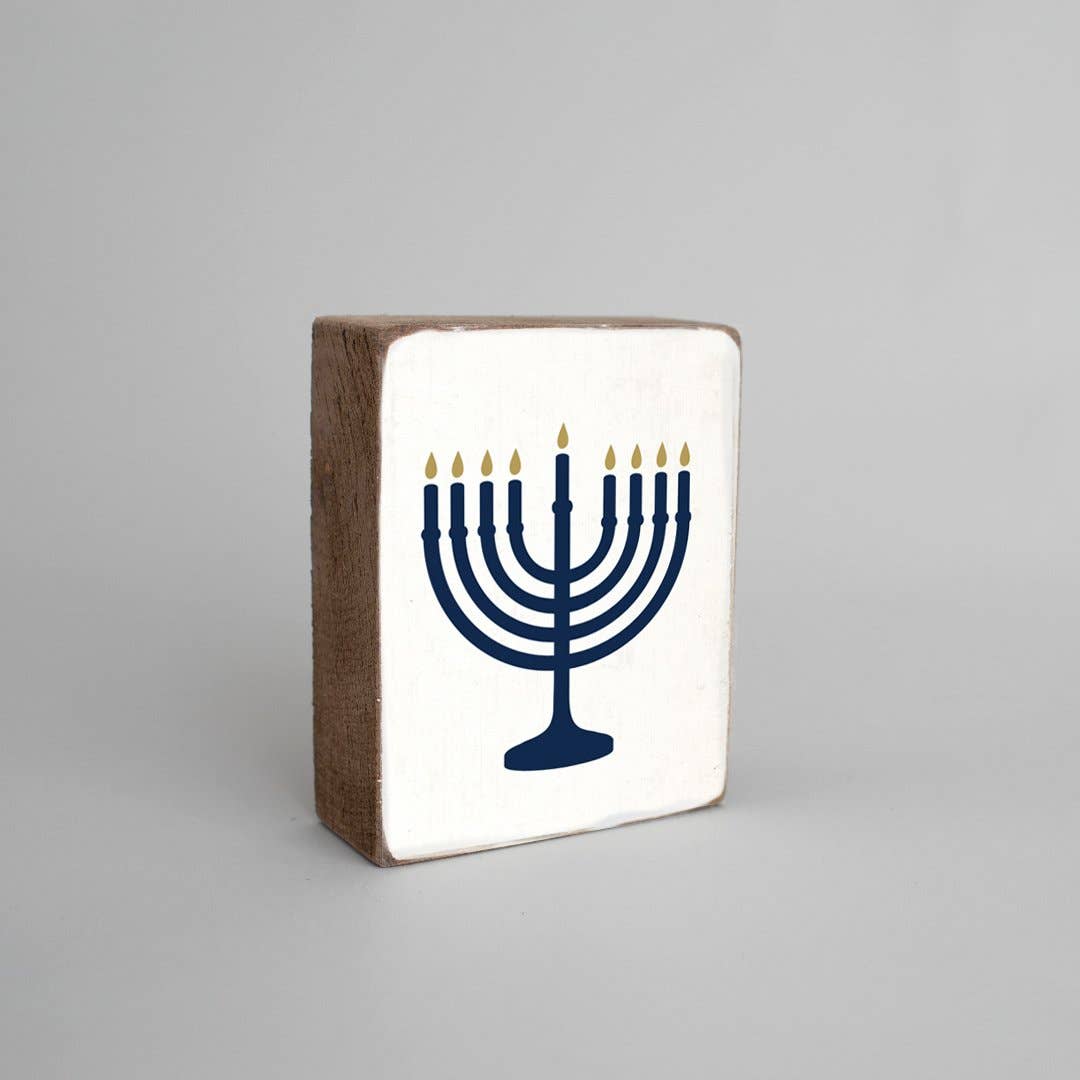 Menorah Decorative Wooden Block
