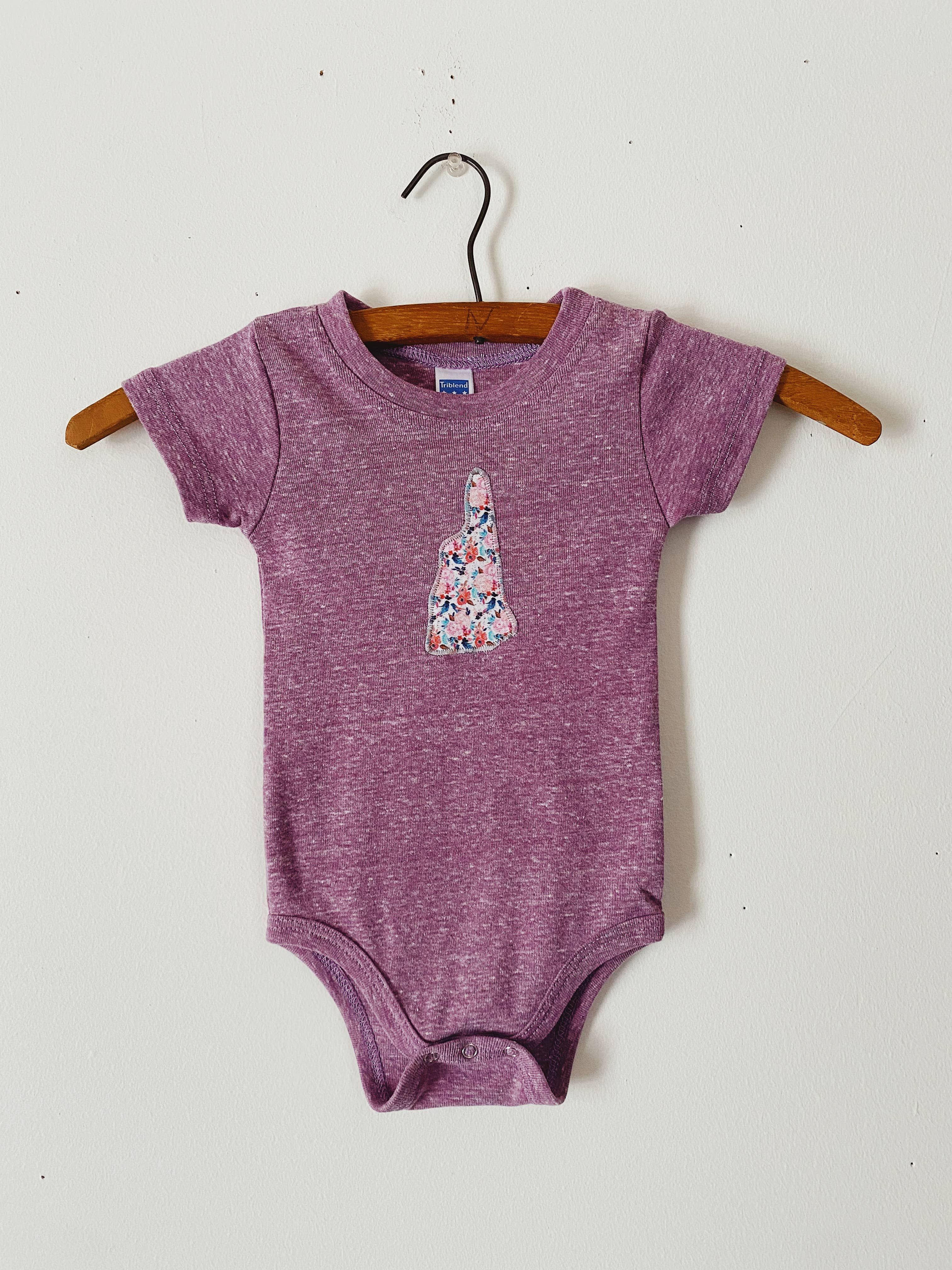 New Hampshire Baby Bodysuit — Purple Floral