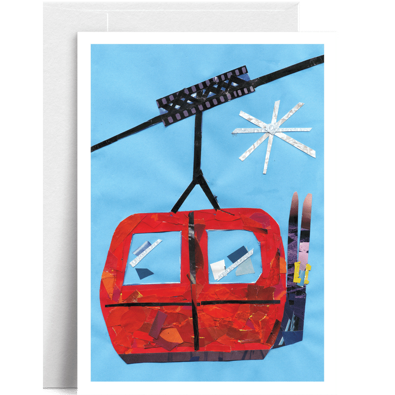 Gondola Blue Sky Winter Greeting Card