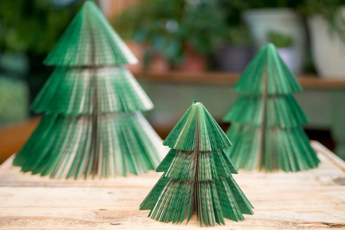 Repurposed Book Christmas Tree - Green