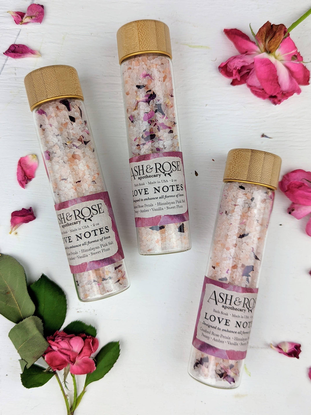 Love Note Himalayan Pink Salt Rose Petal Bath Soak Vial