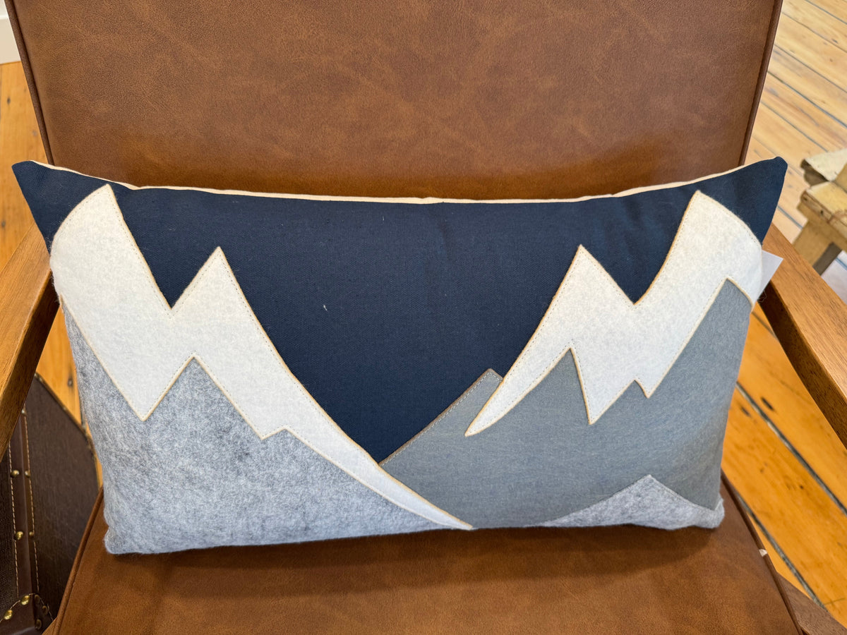 Snowy Mountains Lumbar Pillow — Navy
