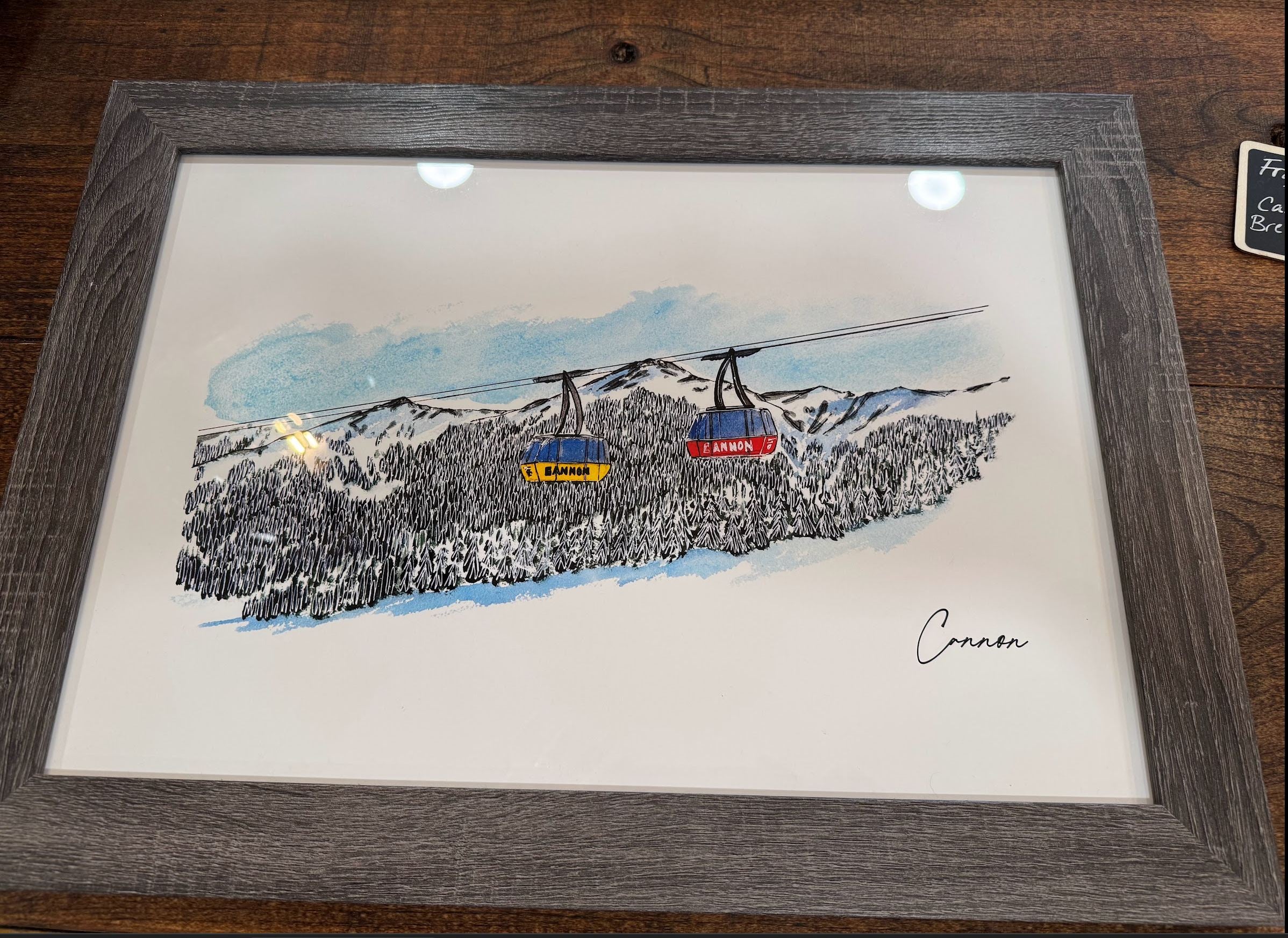 Cannon Mountain Ski Print: Vintage Tram Watercolor Art