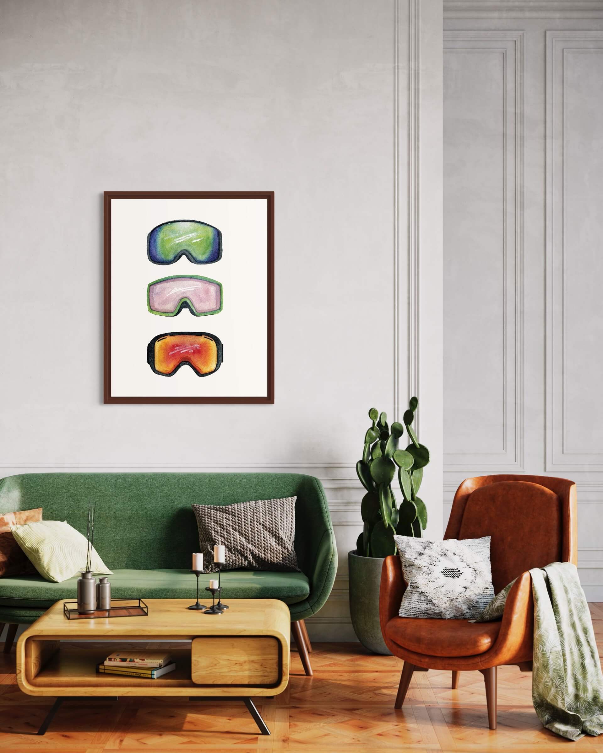 Ski Goggle Trio Art Print