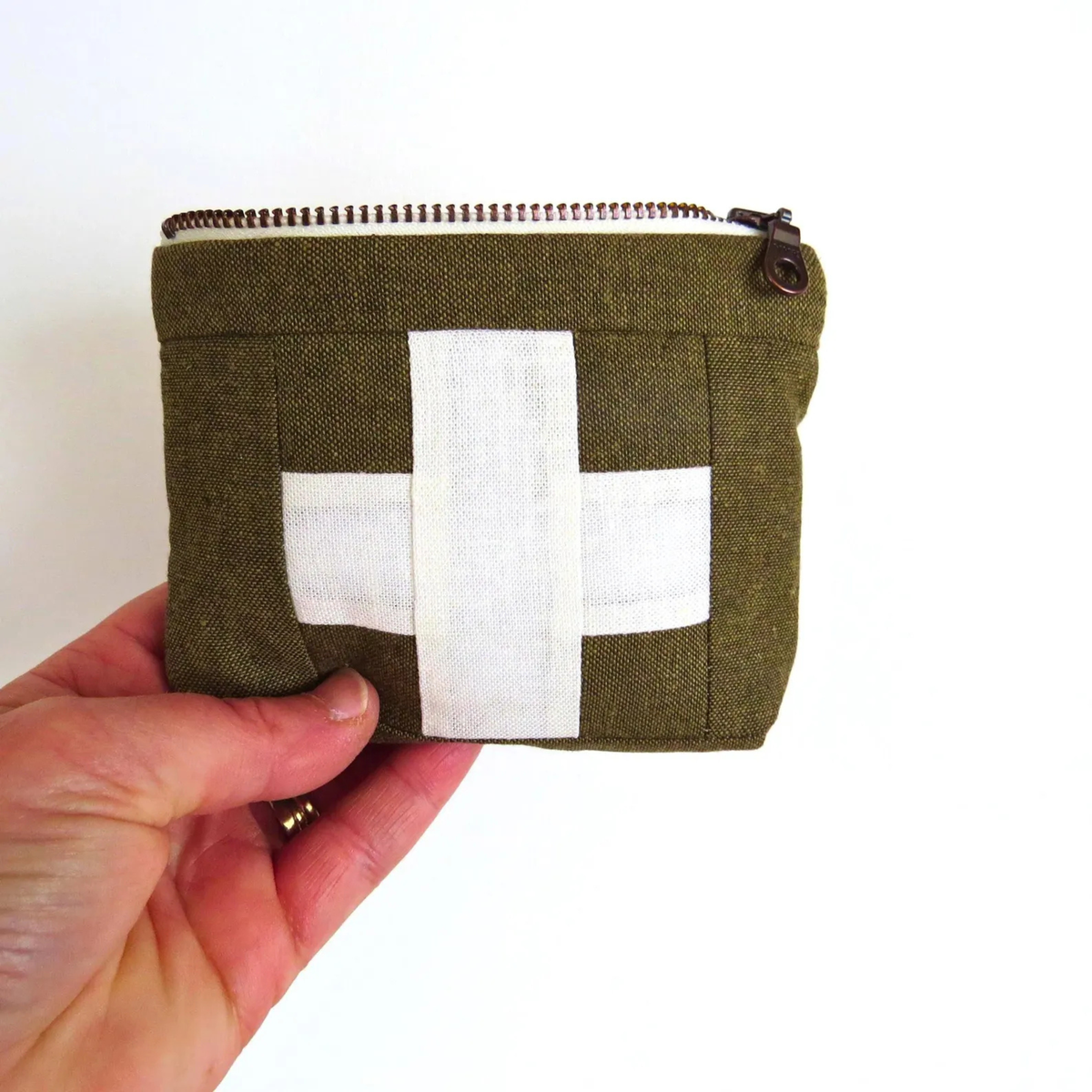 Handmade First Aid Travel Bag | Green/White