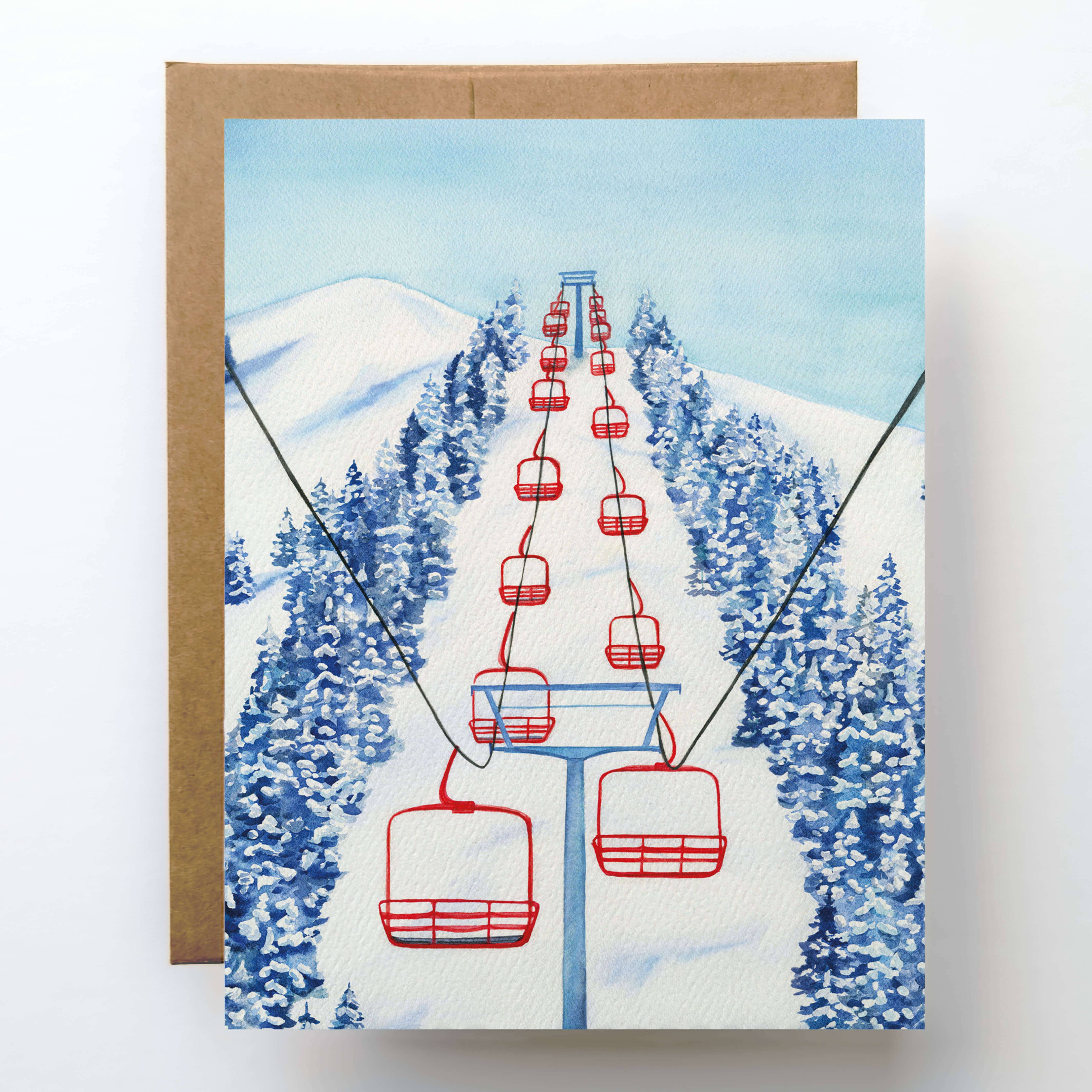 Red Chair Ski Lift Holiday Card