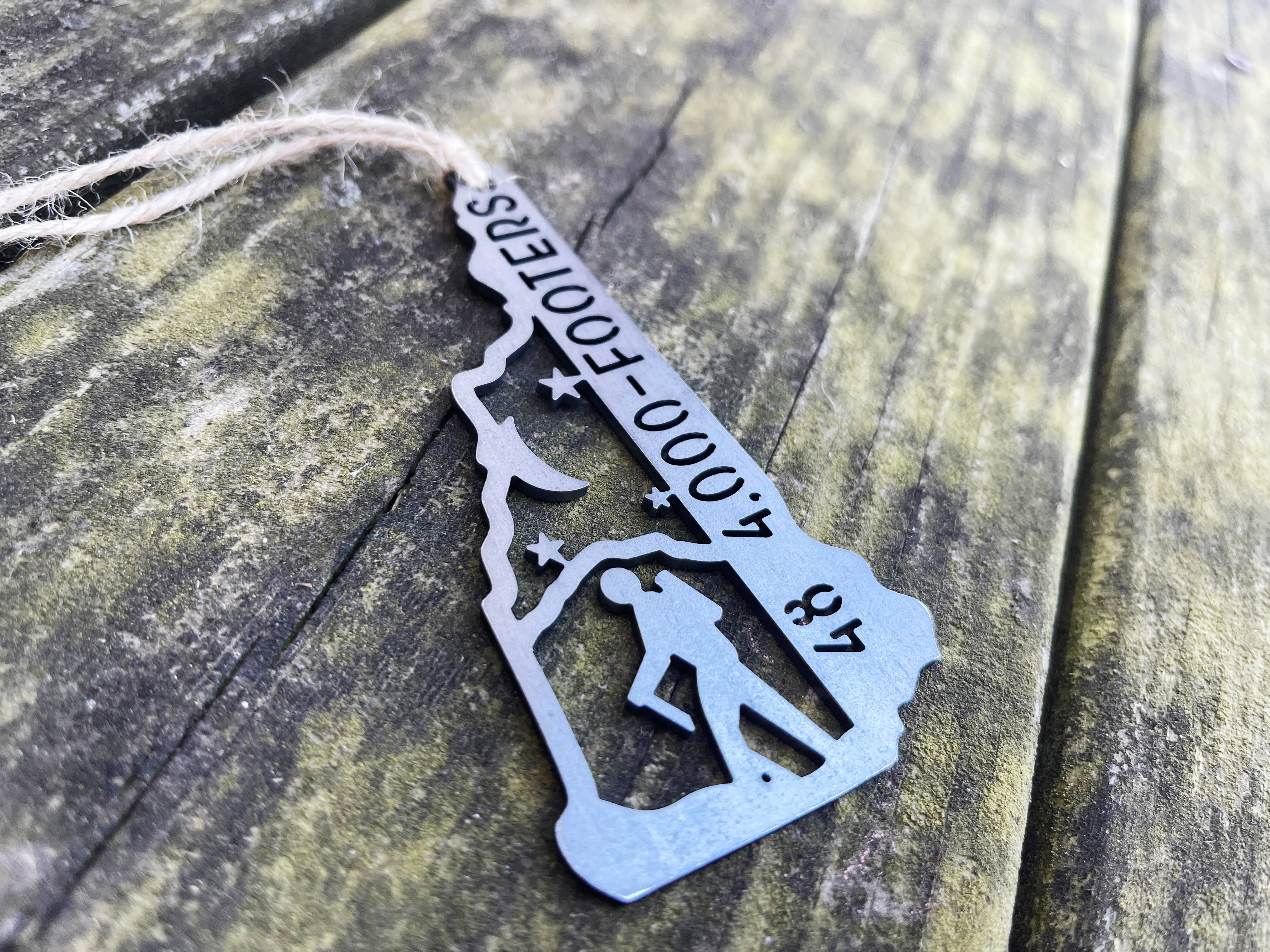 New Hampshire State Hike 48 4000 Footers Raw Steel Ornament