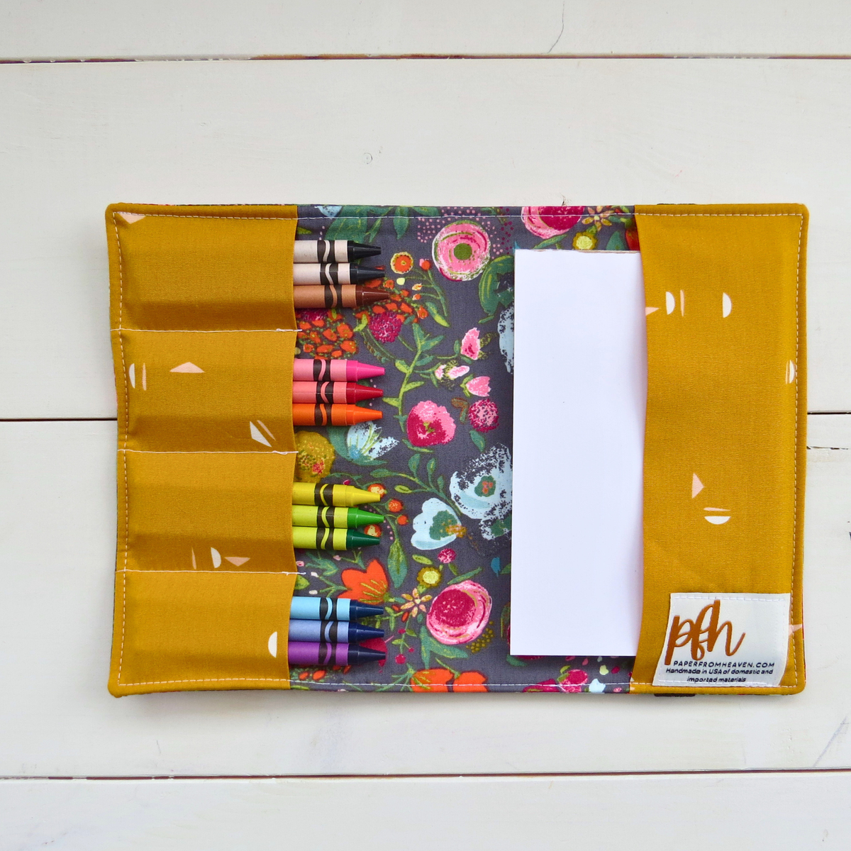 Flowers Crayon Holder & Notebook | Handmade Travel Art Kit for Kids
