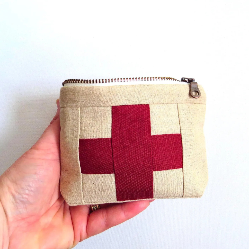 Handmade First Aid Travel Bag | Cream/Red