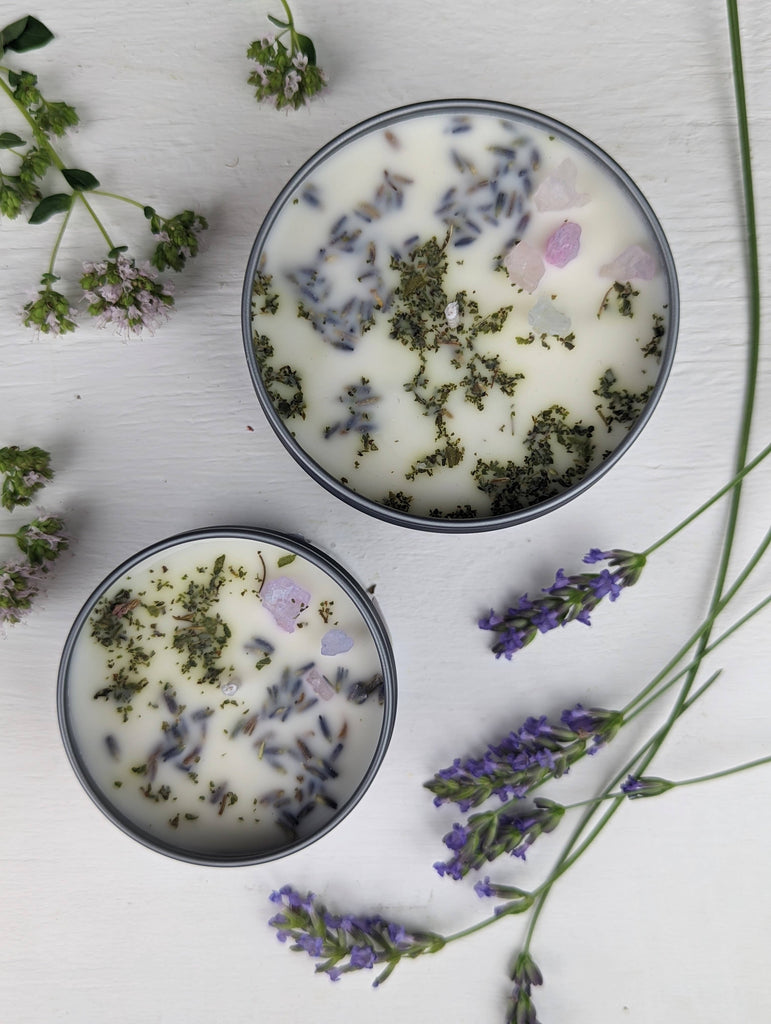 Sooothe Lavender Mint Botanical Tin Candle Herb Soy Wax Gift