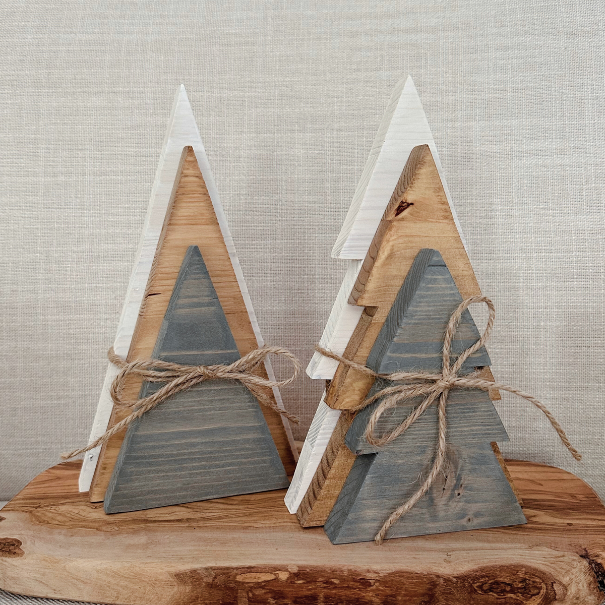 Set of 3 Wood Christmas Trees - Natural
