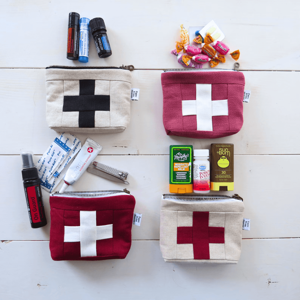 Handmade First Aid Travel Bag | Leather/Cream