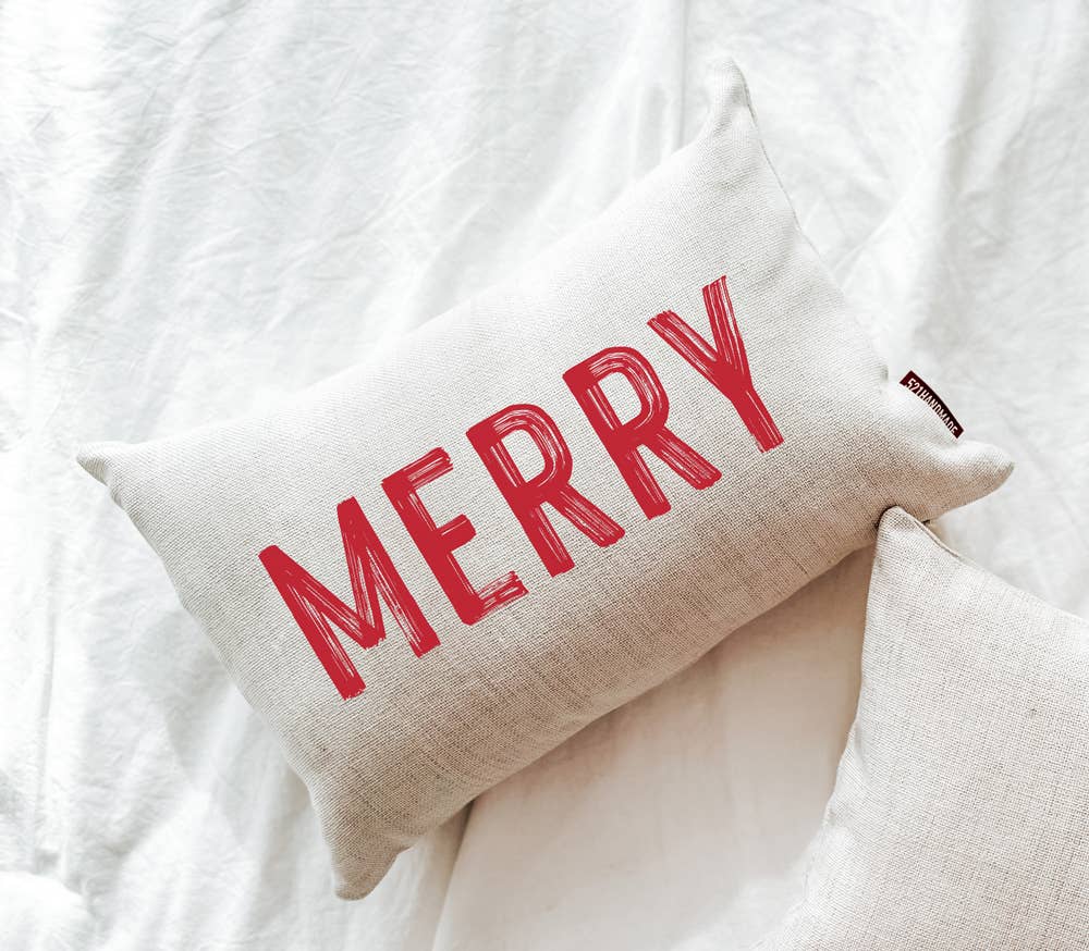 Merry Holiday Pillow in Red