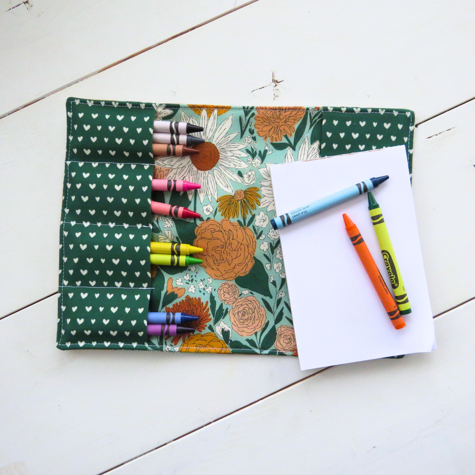 Flower Crayon Holder & Notebook | Handmade Travel Art Kit for Kids