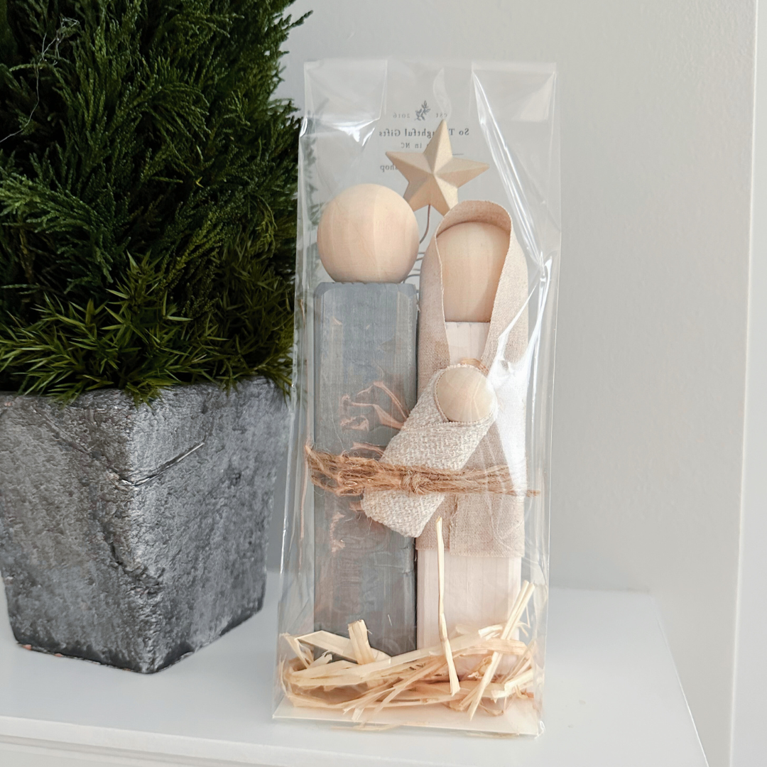 Hand-Painted Wooden Nativity Set