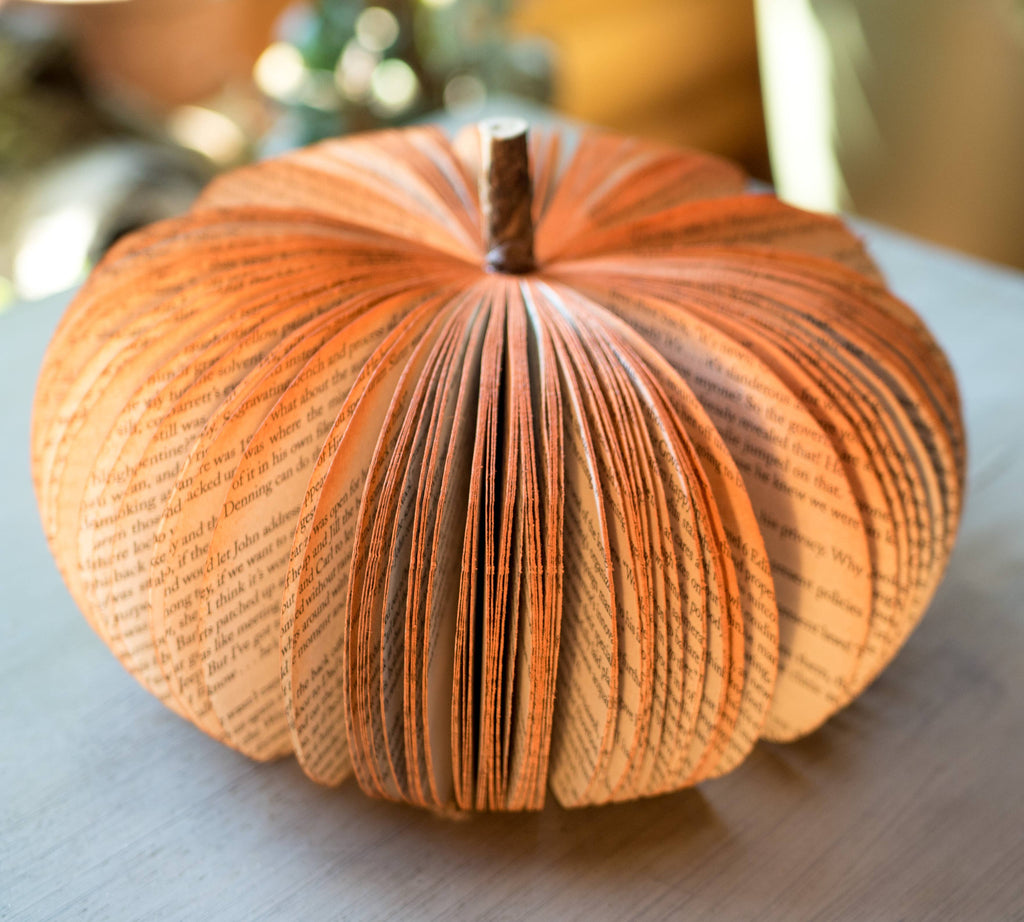 Repurposed Book Pumpkin - Rustic Orange