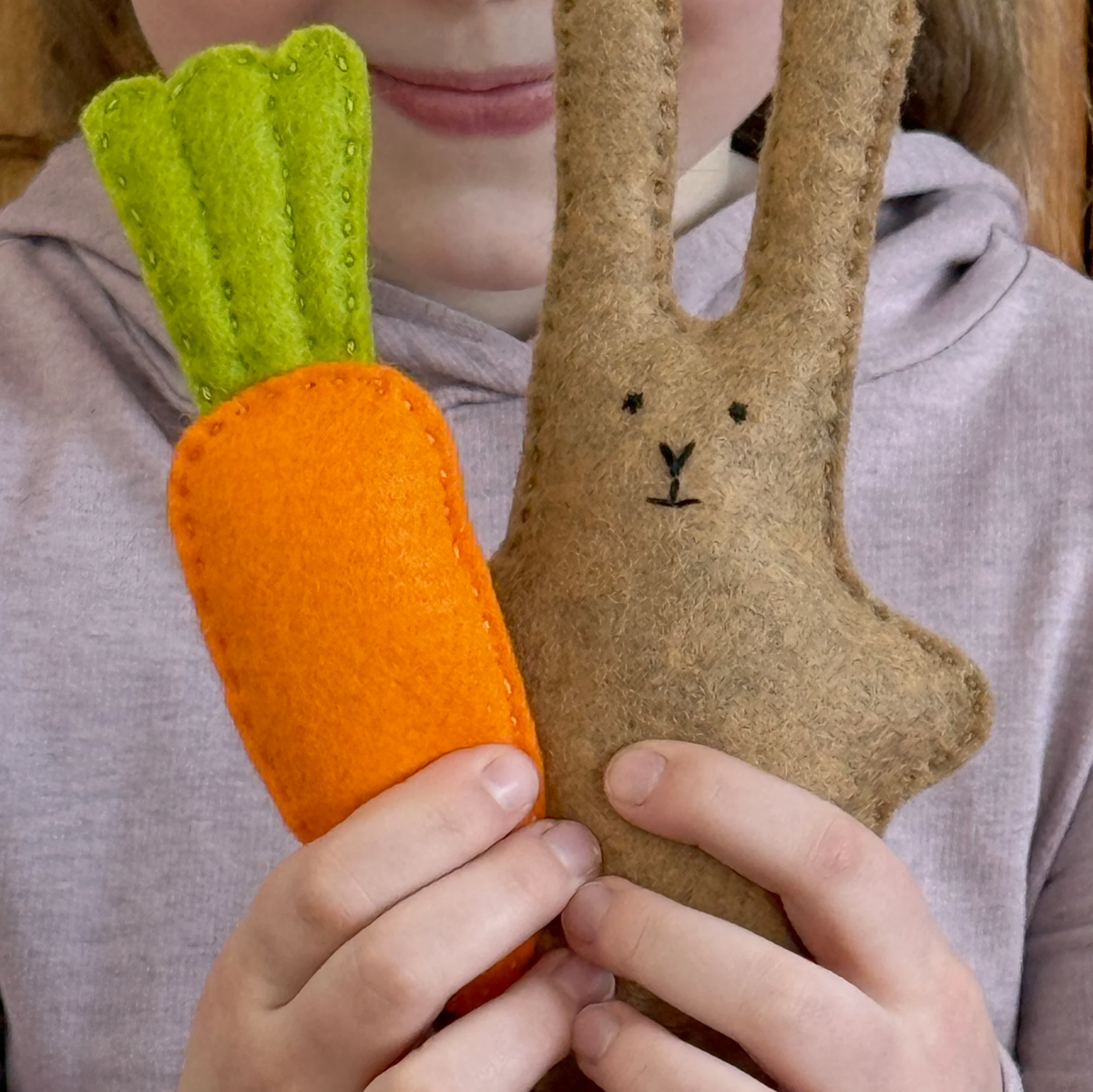 Kids Felt Sewing Kit | Bunny & Carrot Plush Craft Kit for Kids 6+