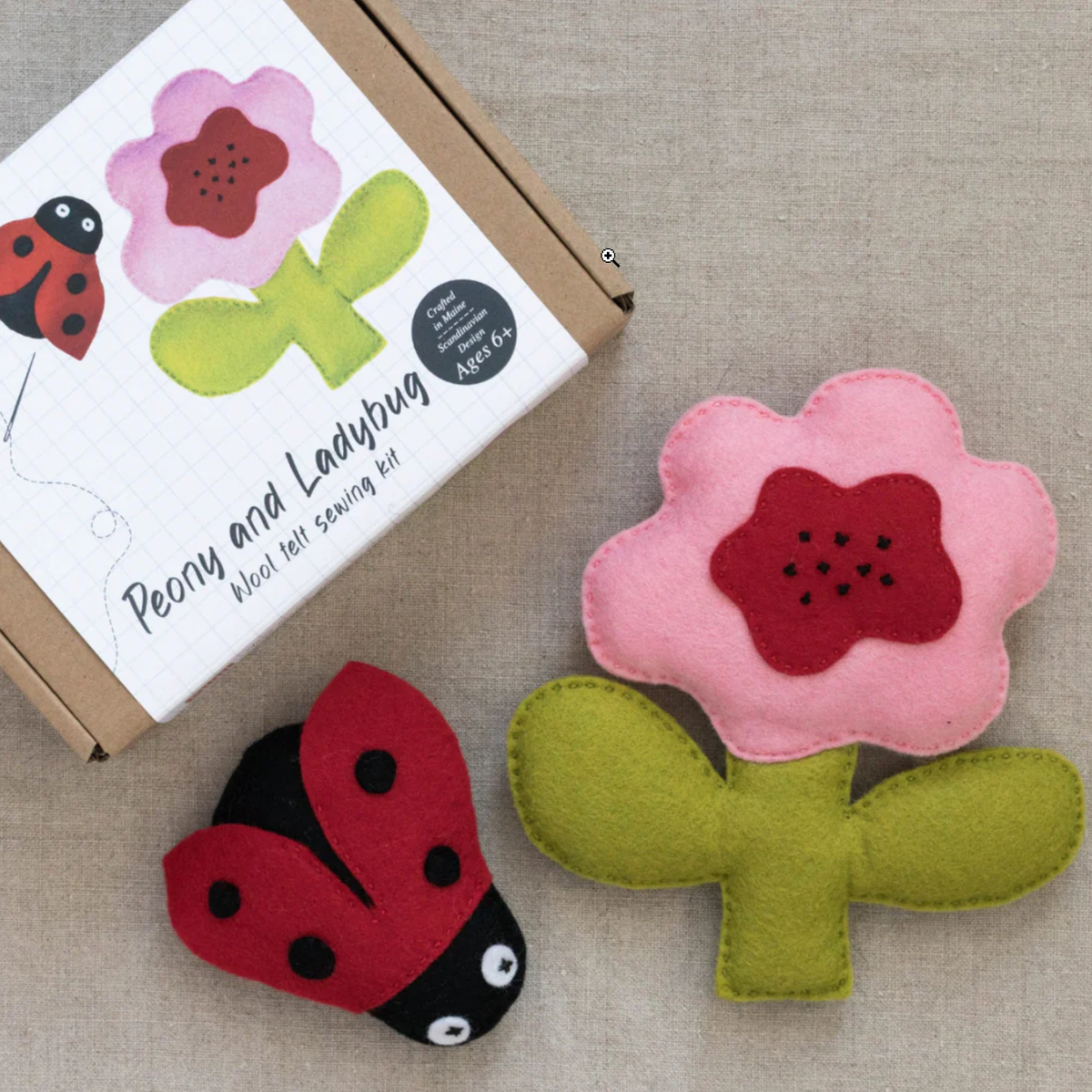 Kids Felt Sewing Kit | Ladybug & Peony Plush Craft Kit for Kids 6+