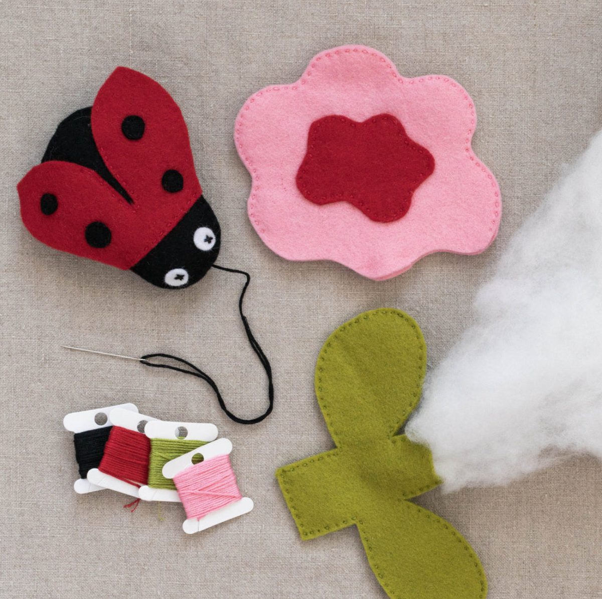 Kids Felt Sewing Kit | Ladybug & Peony Plush Craft Kit for Kids 6+
