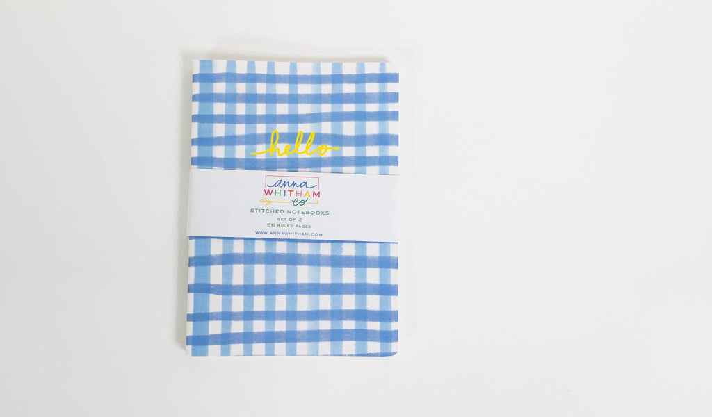 Blue Gingham Notebook Set — Pack of 2