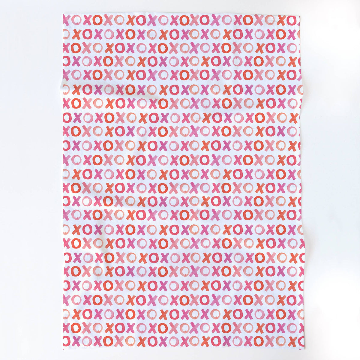 Pink X's and O's Tea Towel — Valentine's Kitchen Towel