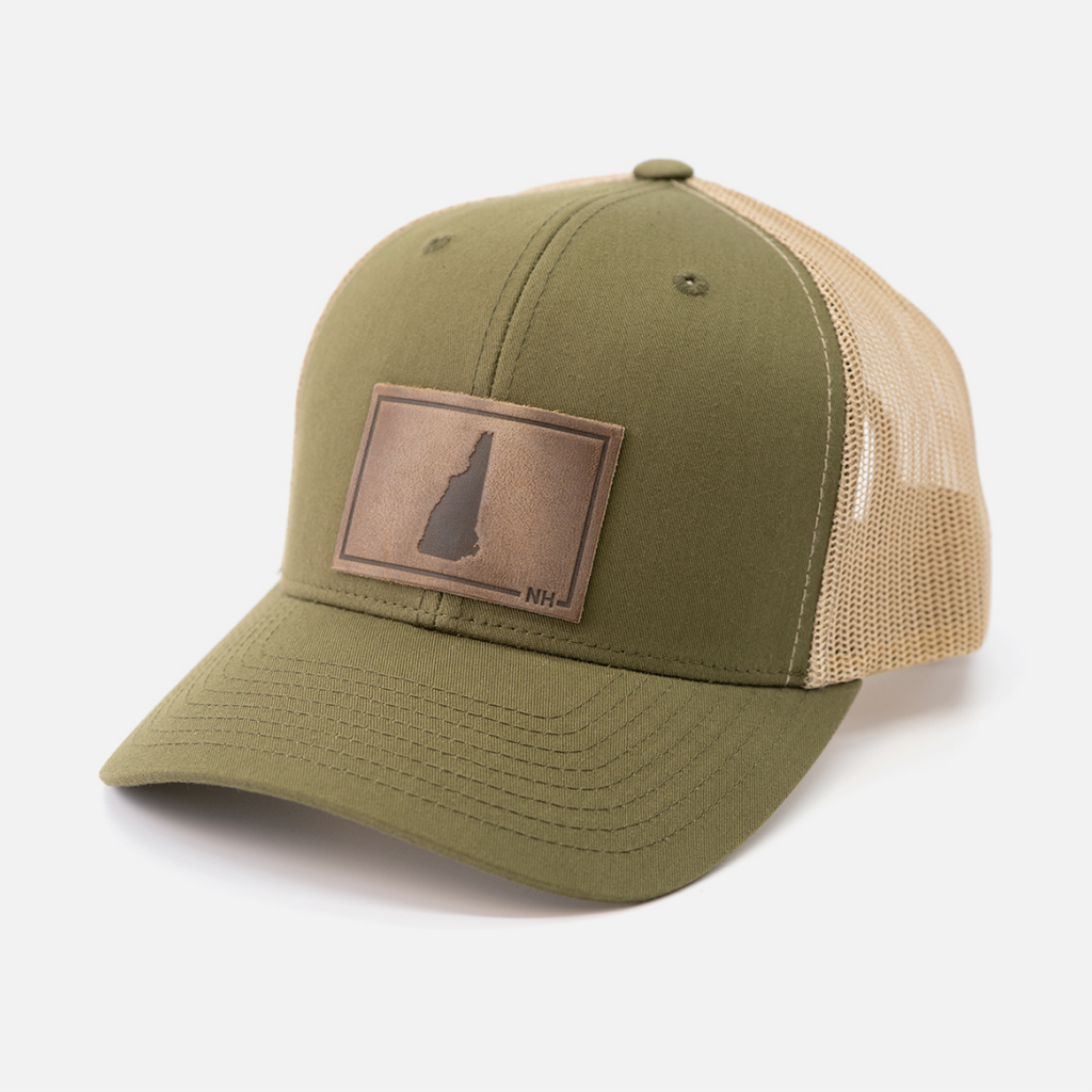 New Hampshire Leather Patch Trucker Hat