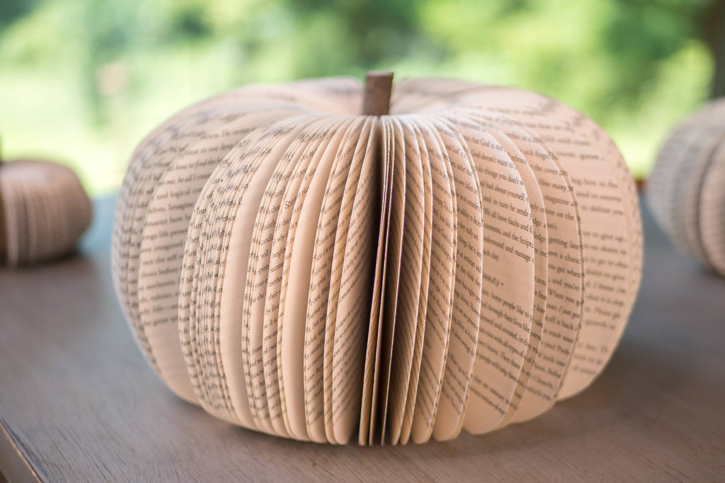 Repurposed Book Pumpkin - Natural