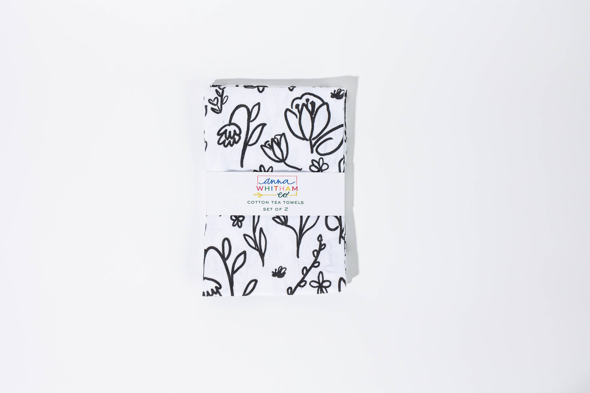 Inked Floral Tea Towel Set