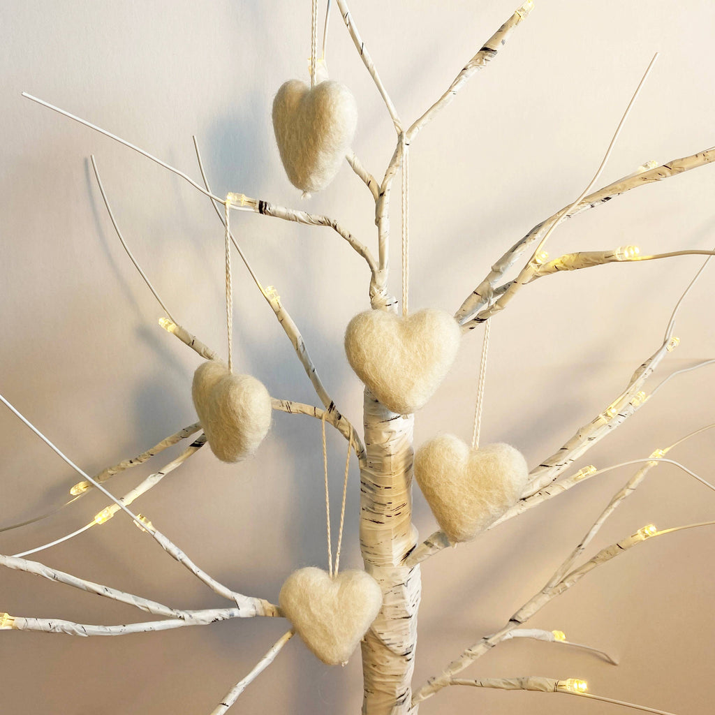 Felt Heart Ornament Singles Fresh Cream