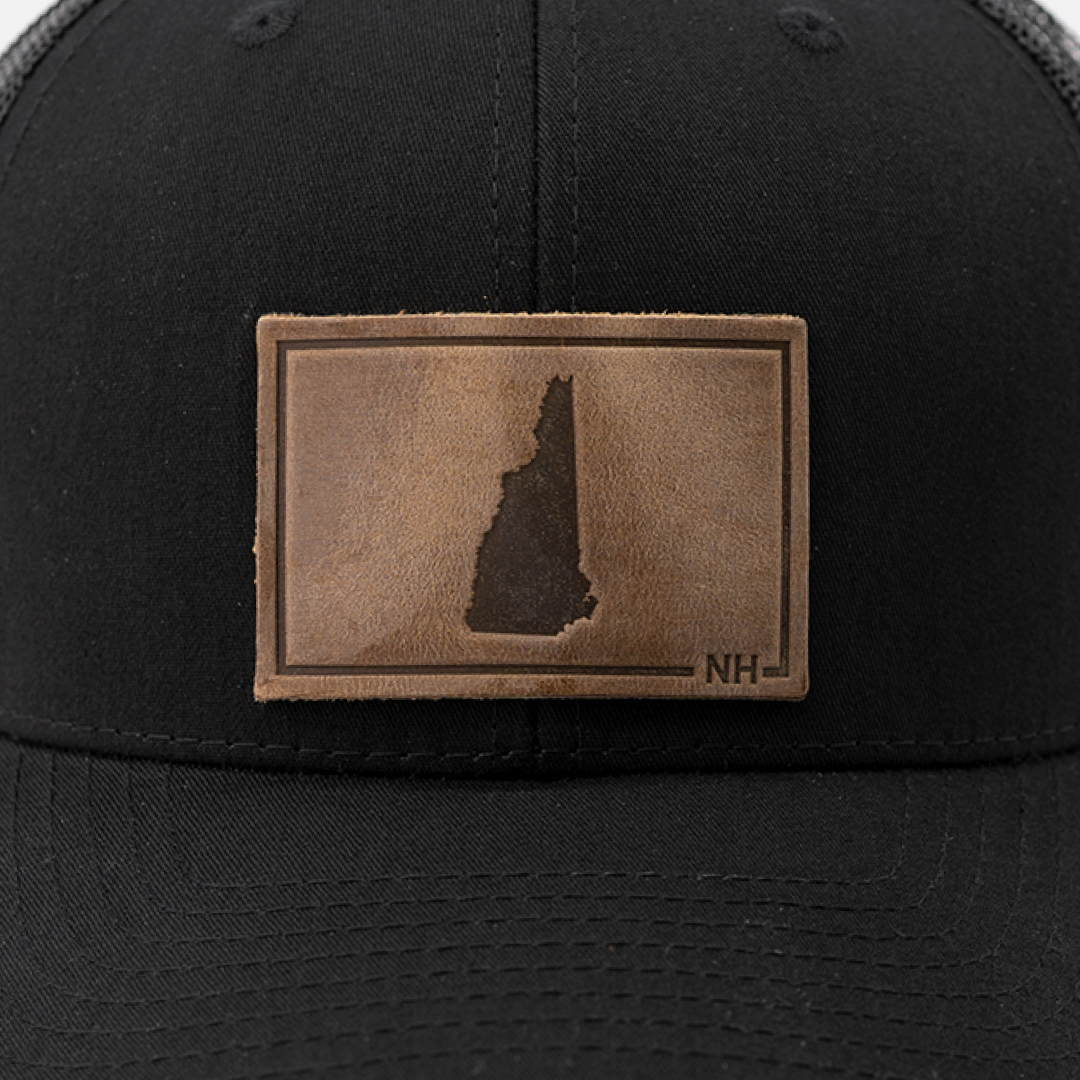 New Hampshire Leather Patch Trucker Hat