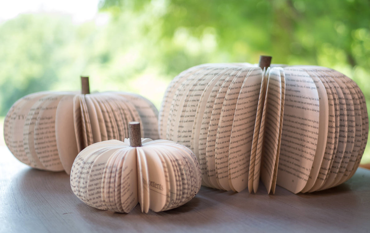 Repurposed Book Pumpkin - Natural