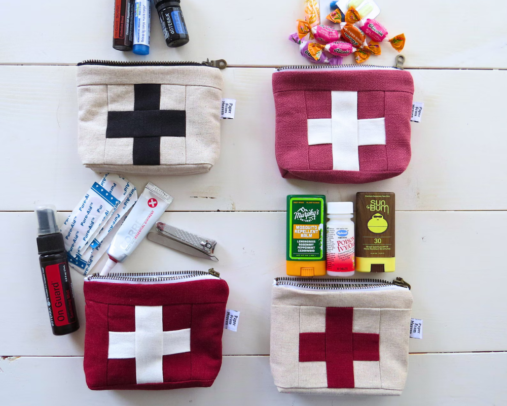 Handmade First Aid Travel Bag | Red/White