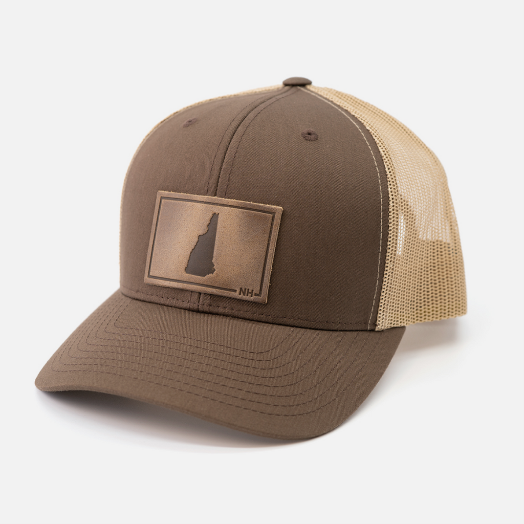 New Hampshire Leather Patch Trucker Hat