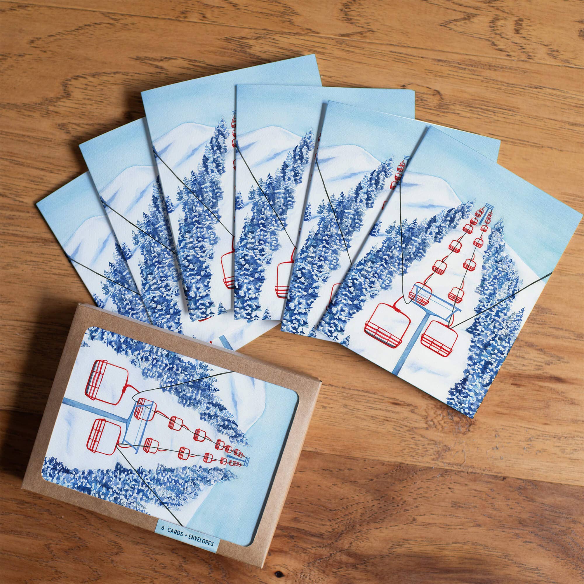 Red Chair Ski Lift Holiday Card