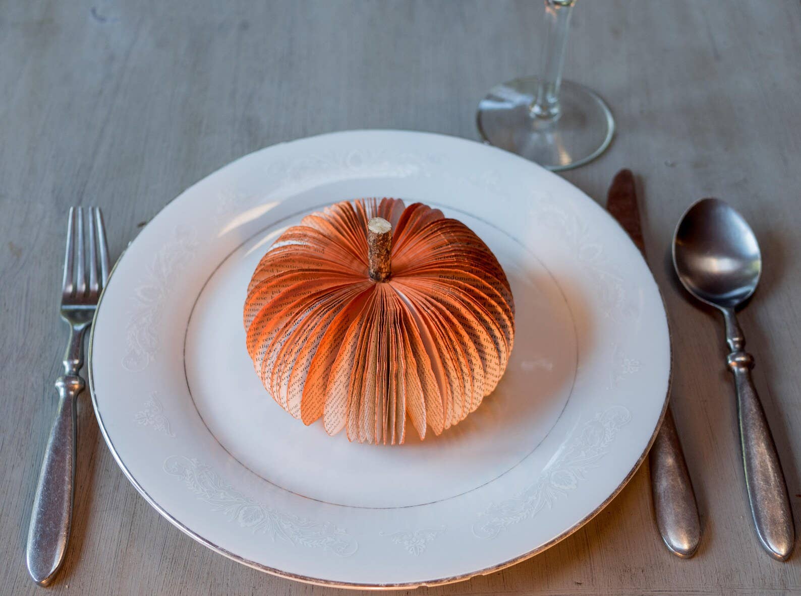 Repurposed Book Pumpkin - Rustic Orange